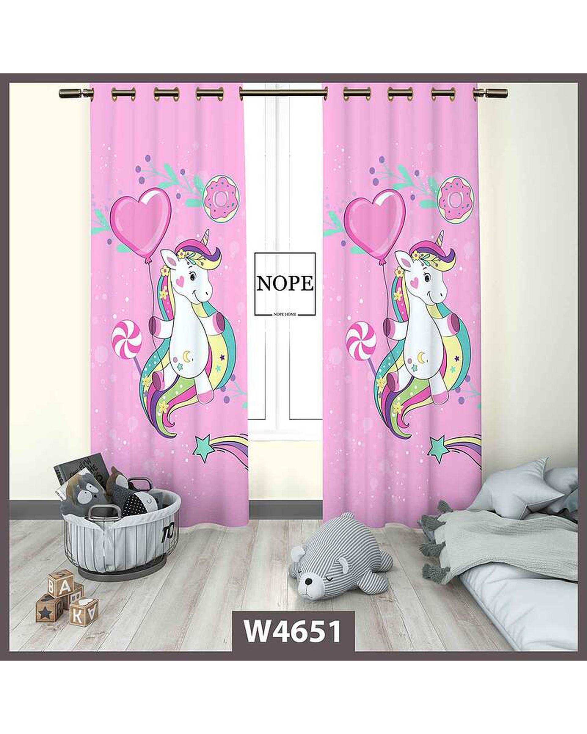 پرده کودک مخمل نوپه هوم Nopehome مدل پانچی طرح اسب تکشاخ کد W4651