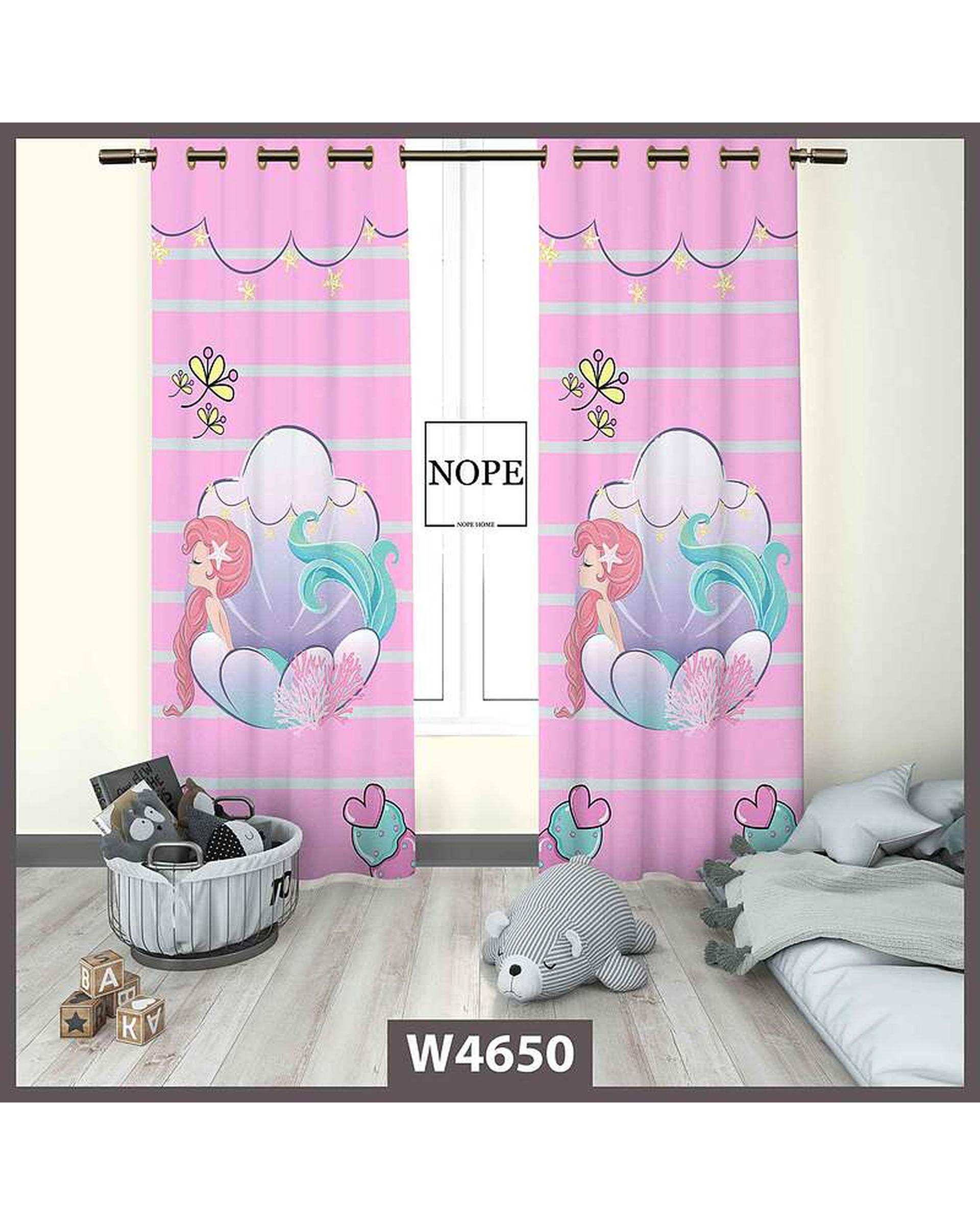 پرده کودک مخمل نوپه هوم Nopehome مدل پانچی طرح پری دریایی کد W4650