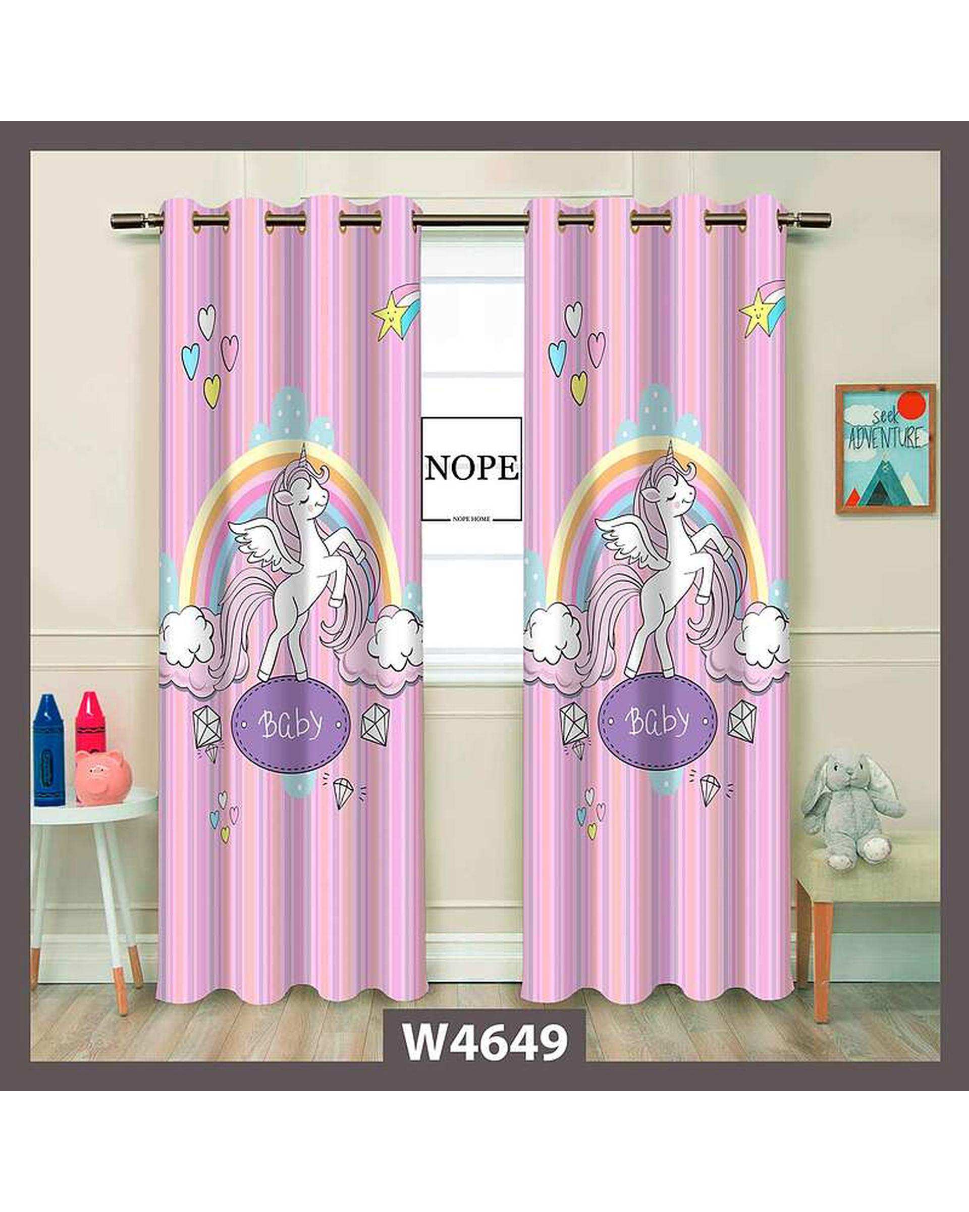 پرده کودک مخمل نوپه هوم Nopehome مدل پانچی طرح اسب تکشاخ کد W4649