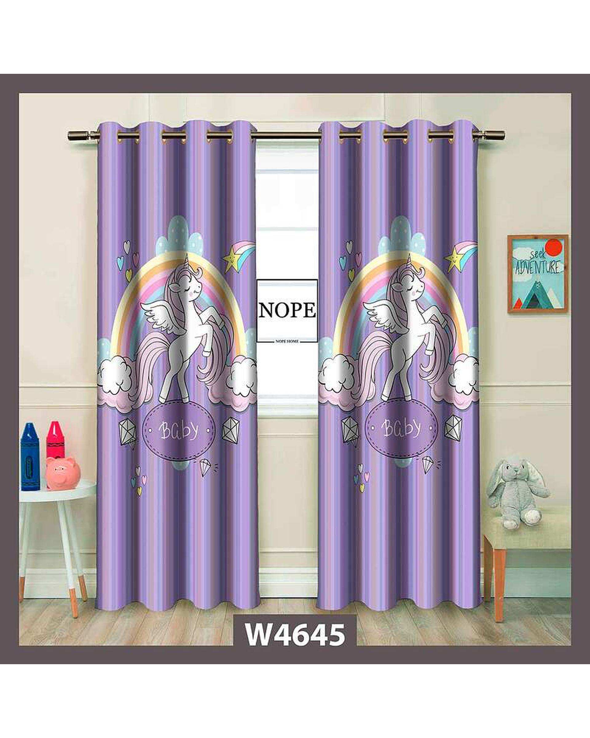 پرده کودک مخمل نوپه هوم Nopehome مدل پانچی طرح اسب تکشاخ کد W4645