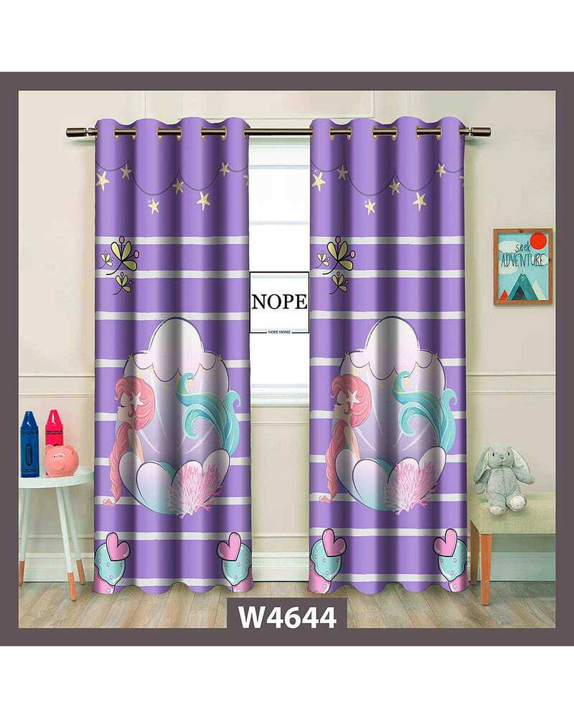پرده کودک مخمل نوپه هوم Nopehome مدل پانچی طرح پری دریایی کد W4644