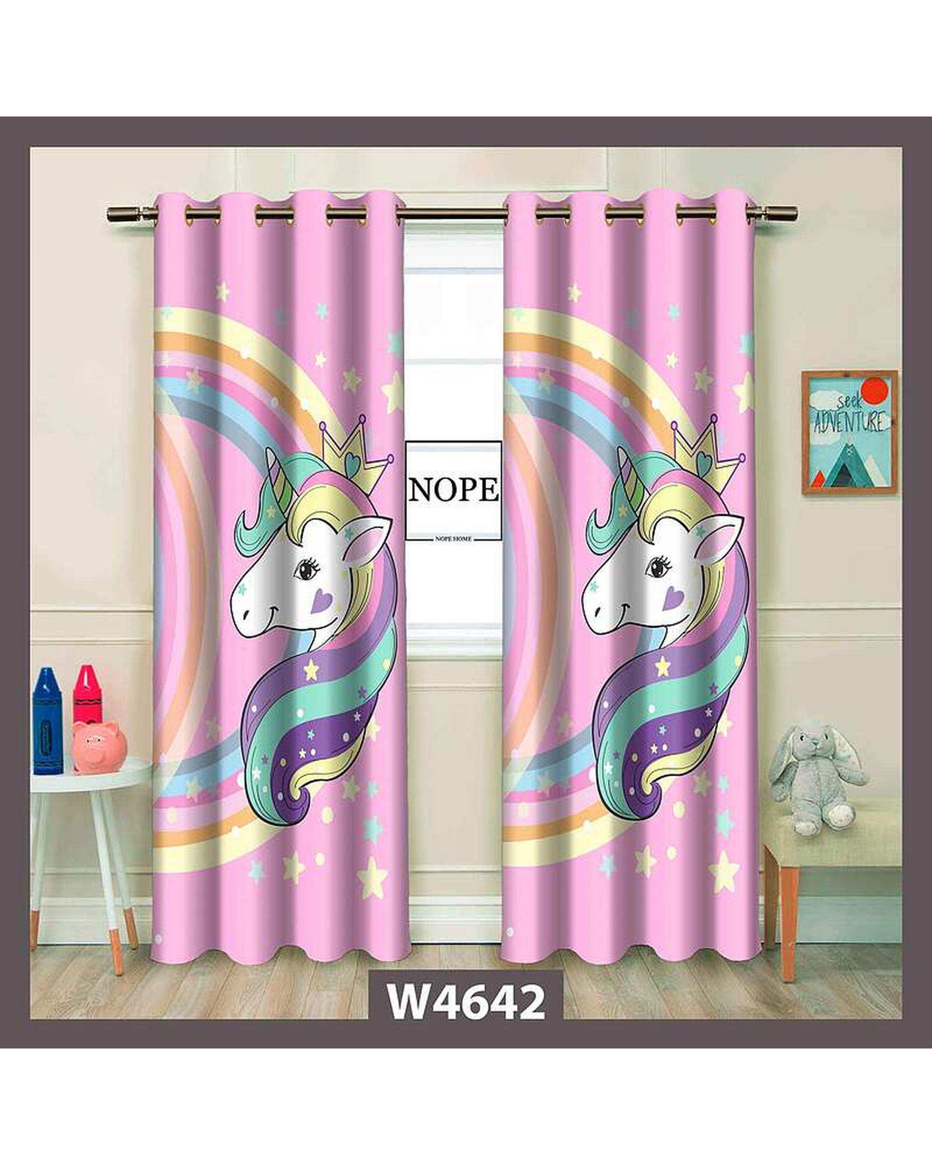 پرده کودک مخمل نوپه هوم Nopehome مدل پانچی طرح اسب تکشاخ کد W4642