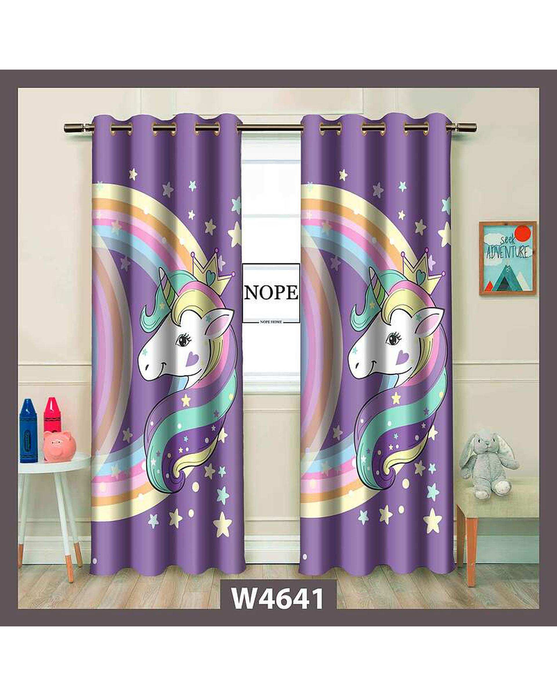 پرده کودک مخمل نوپه هوم Nopehome مدل پانچی طرح اسب تکشاخ کد W4641