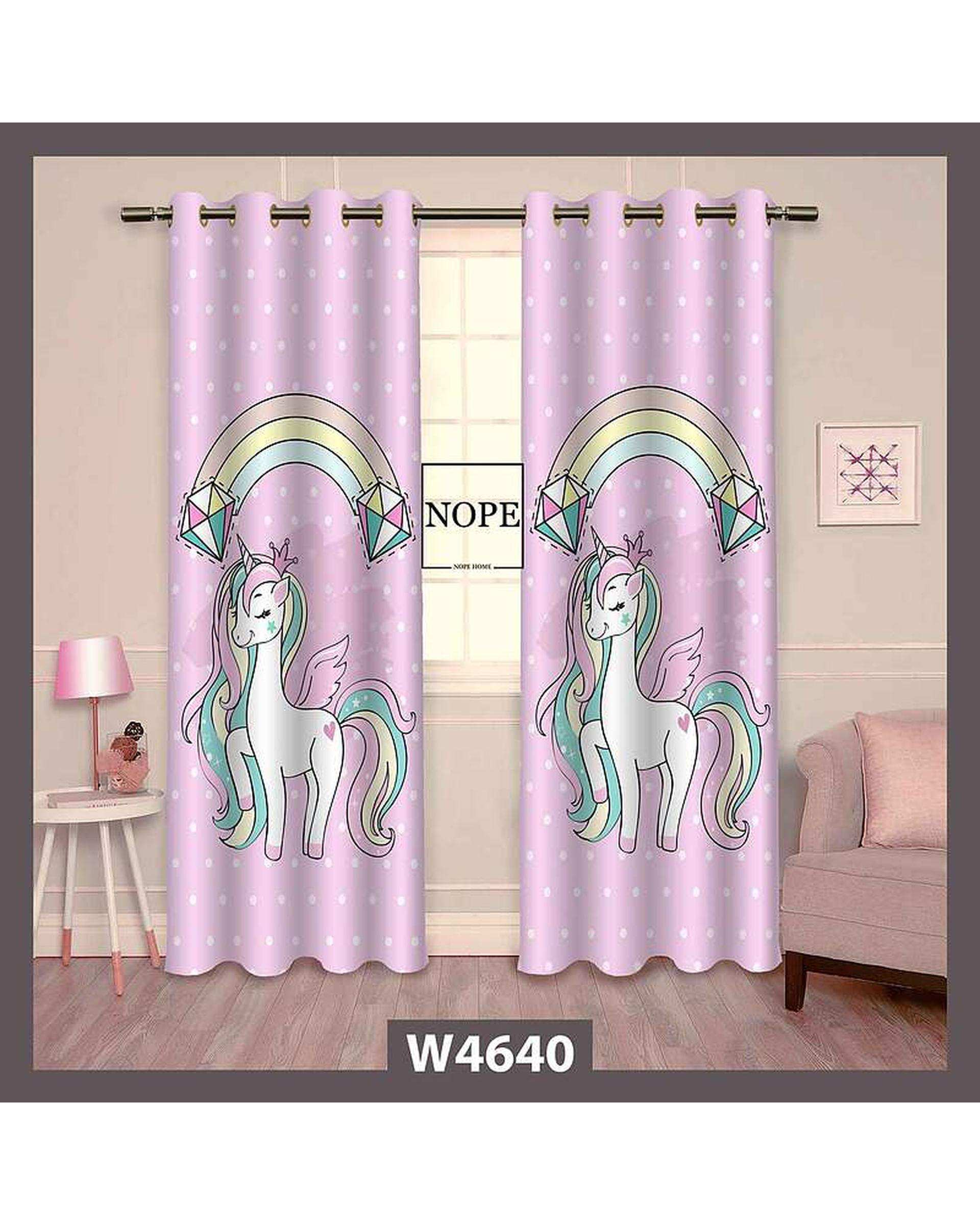 پرده کودک مخمل نوپه هوم Nopehome مدل پانچی طرح اسب تکشاخ کد W4640