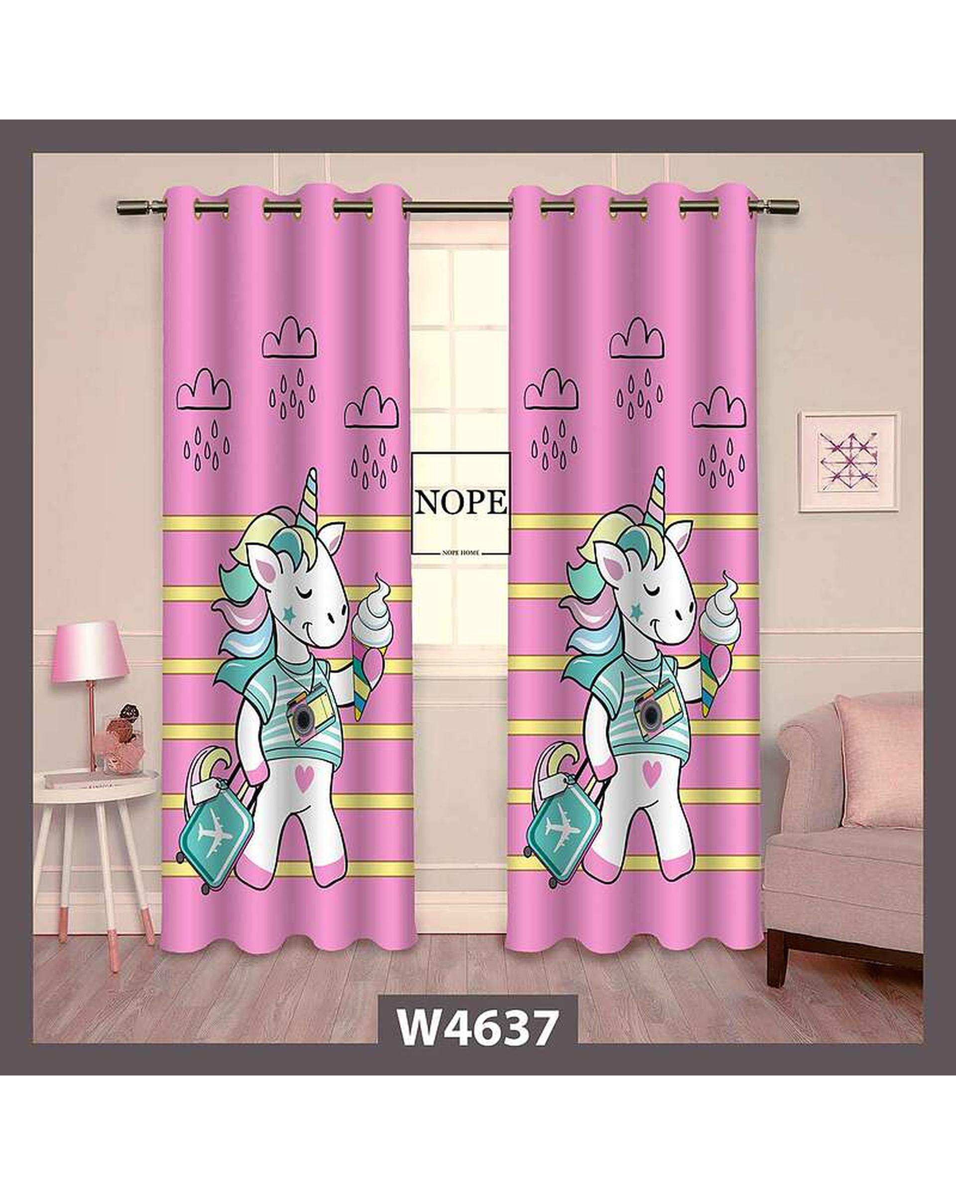 پرده کودک مخمل نوپه هوم Nopehome مدل پانچی طرح اسب تکشاخ کد W4637