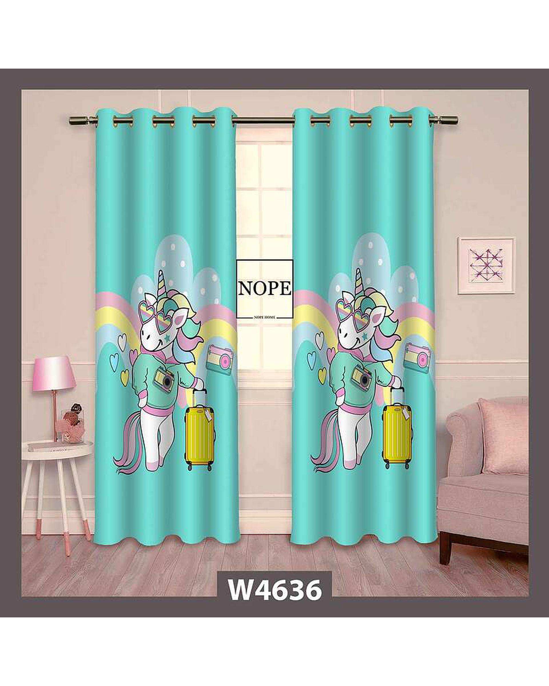 پرده کودک مخمل نوپه هوم Nopehome مدل پانچی طرح اسب تکشاخ کد W4636