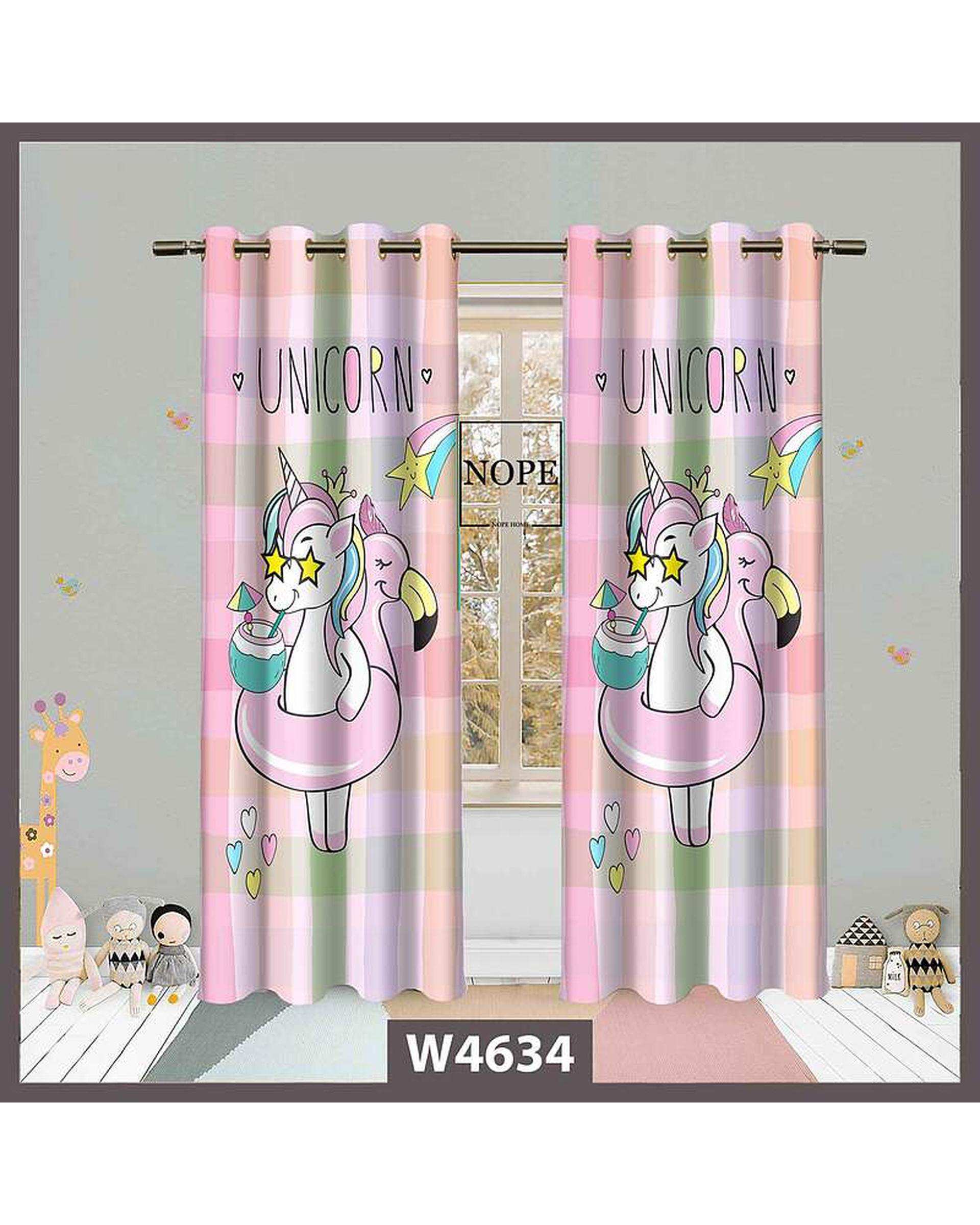 پرده کودک مخمل نوپه هوم Nopehome مدل پانچی طرح اسب تکشاخ کد W4634