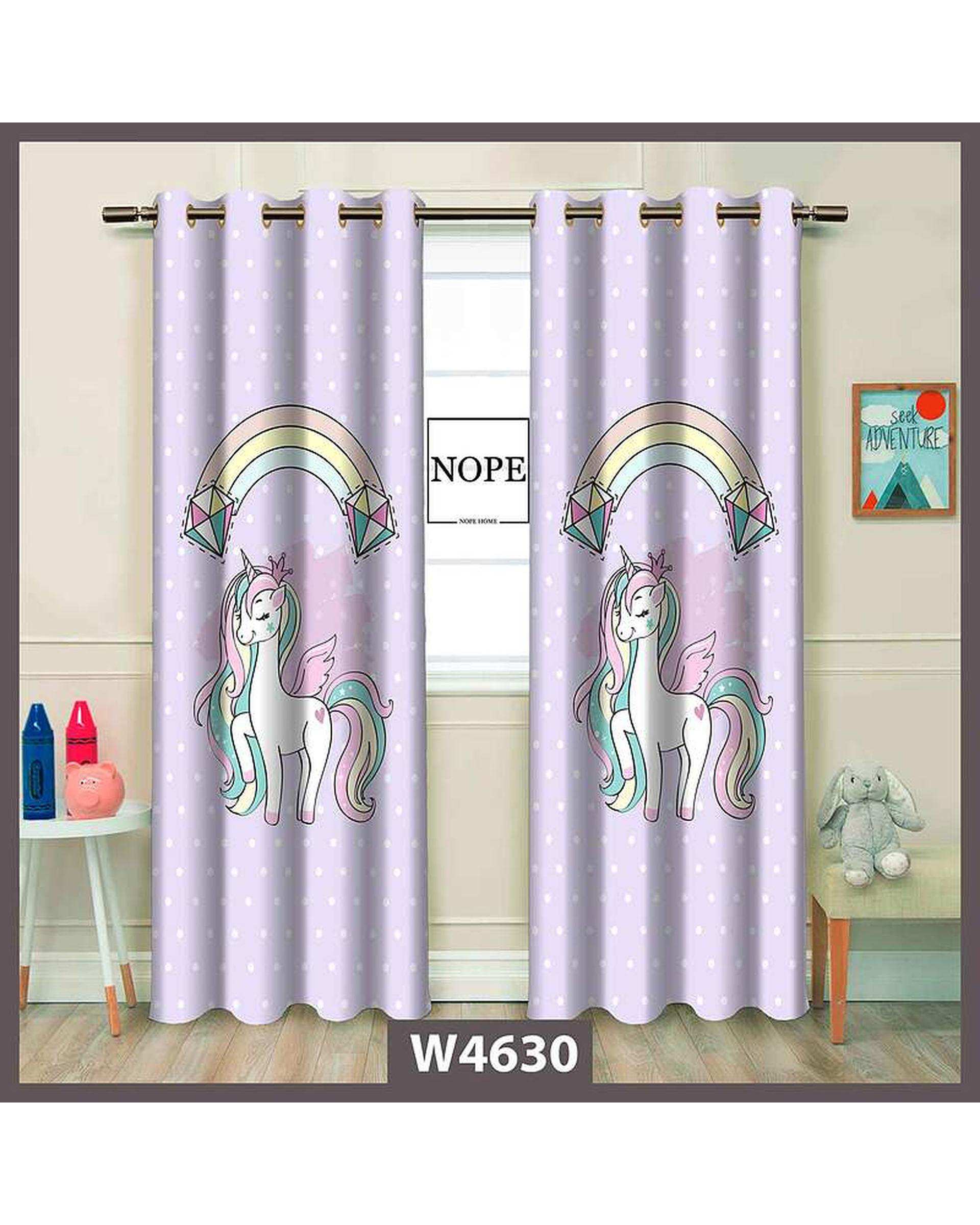 پرده کودک مخمل نوپه هوم Nopehome مدل پانچی طرح اسب تکشاخ کد W4630