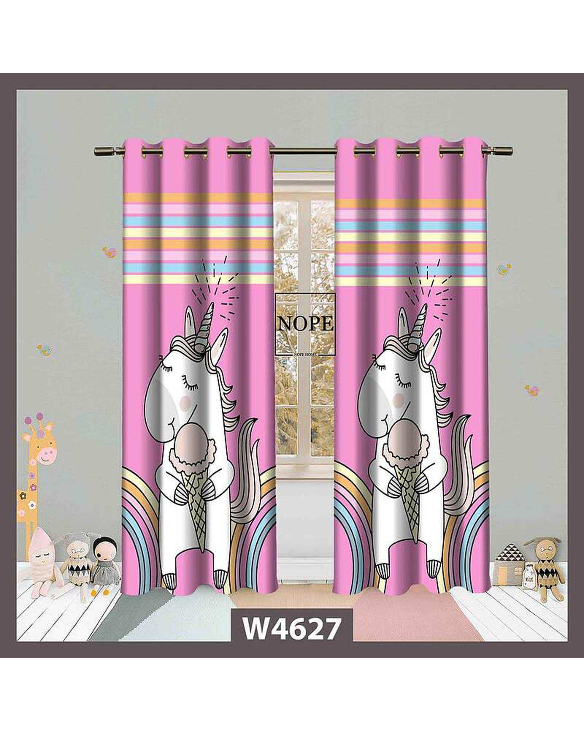 پرده کودک مخمل نوپه هوم Nopehome مدل پانچی طرح اسب تکشاخ کد W4627