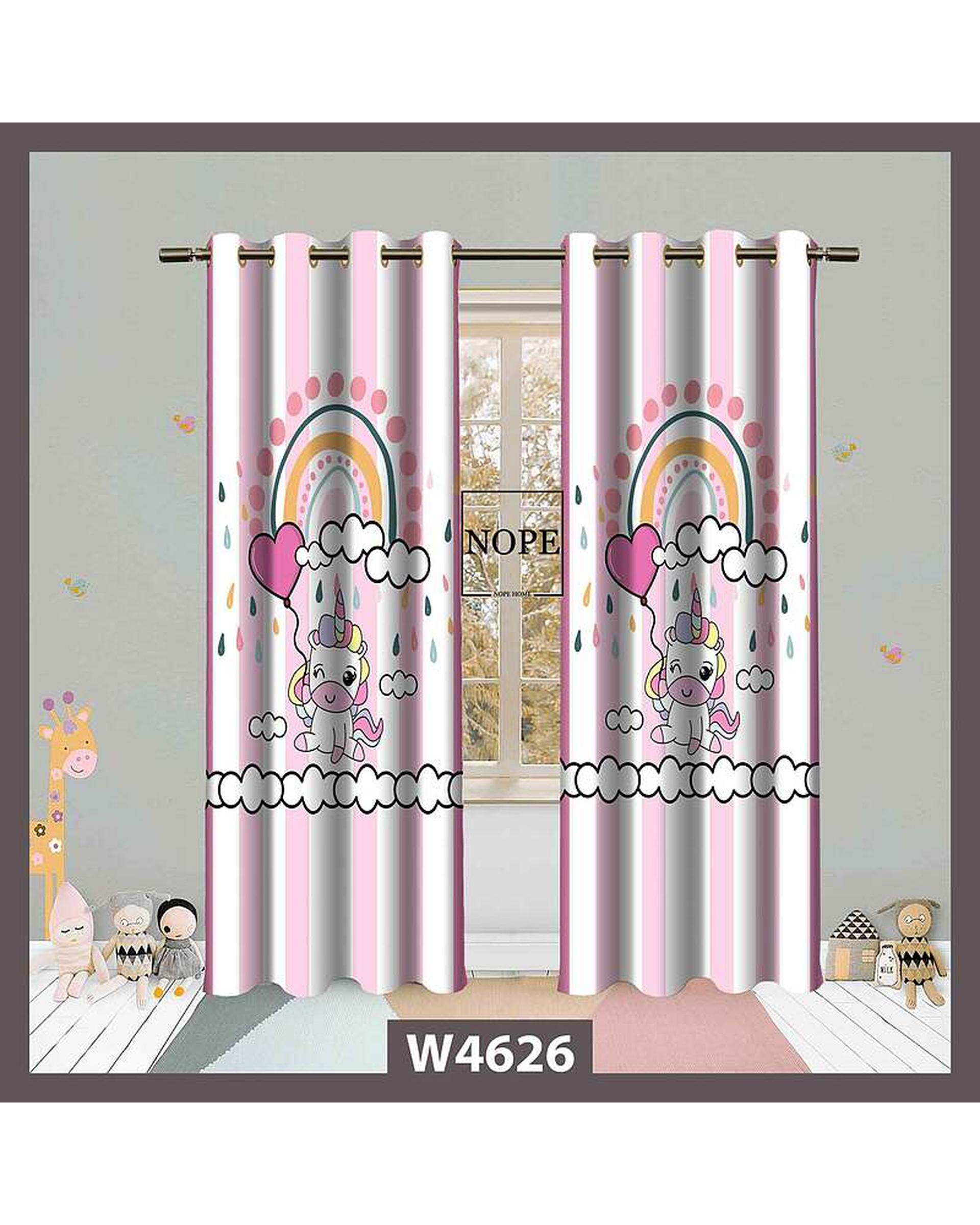 پرده کودک مخمل نوپه هوم Nopehome مدل پانچی طرح اسب تکشاخ کد W4626