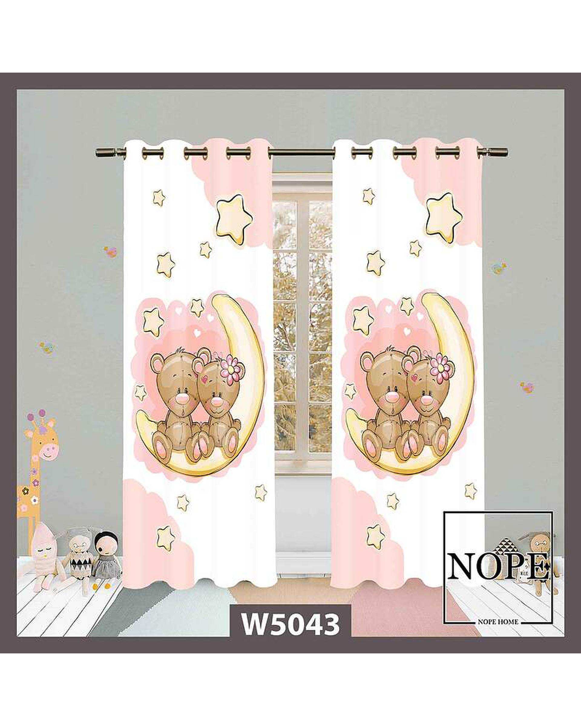 پرده کودک مخمل نوپه هوم Nopehome مدل پانچی طرح خرسی کد W5043