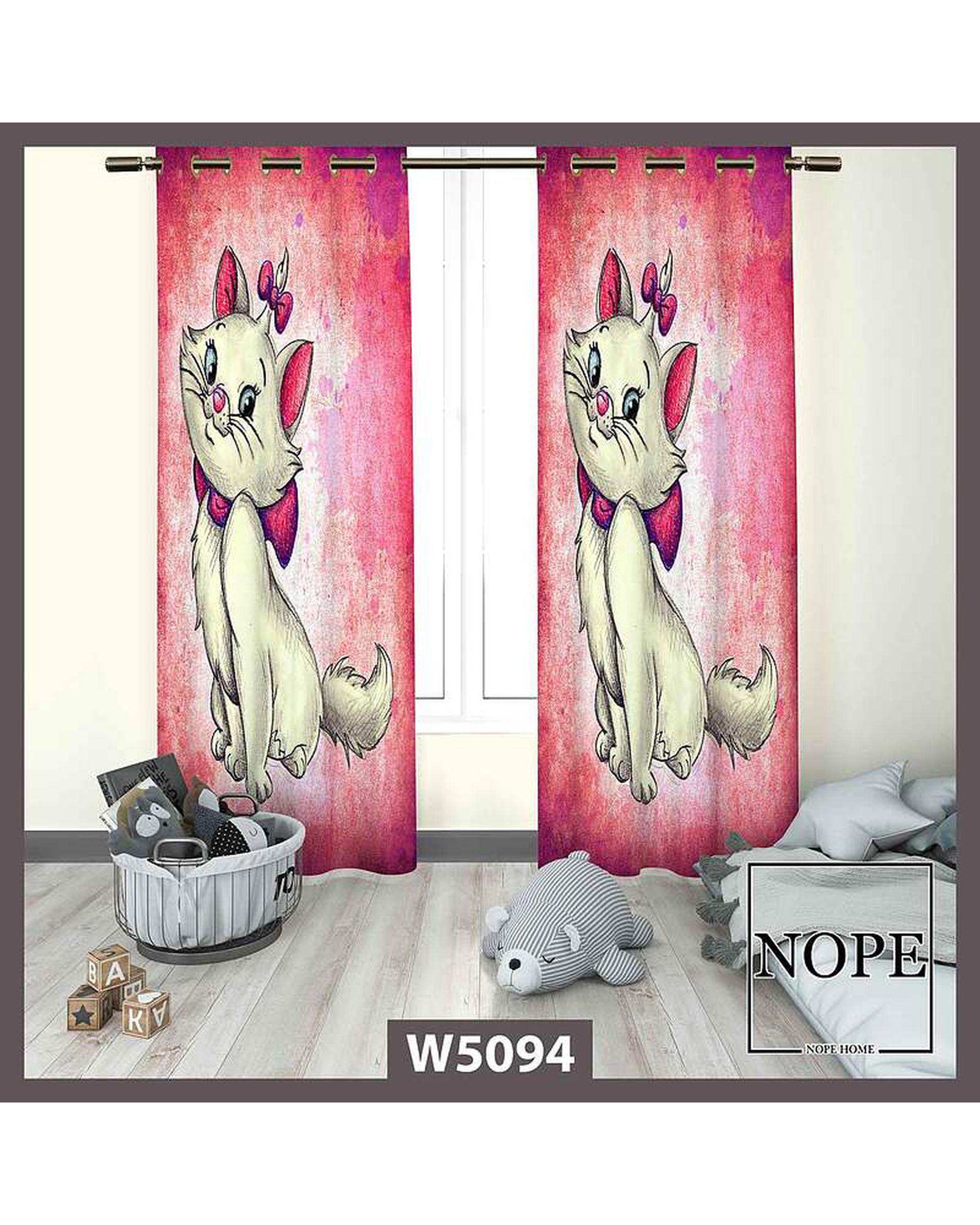 پرده کودک مخمل نوپه هوم Nopehome مدل پانچی طرح گربه فانتزی کد W5094