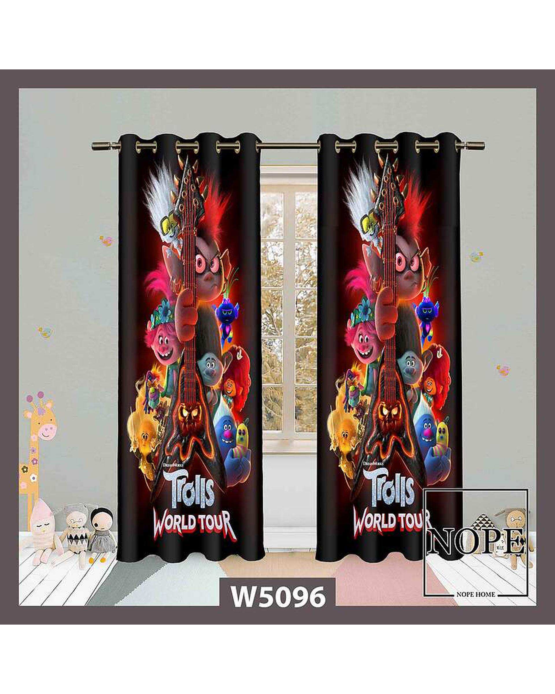 پرده کودک مخمل نوپه هوم Nopehome مدل پانچی طرح انیمیشن ترول ها کد W5096