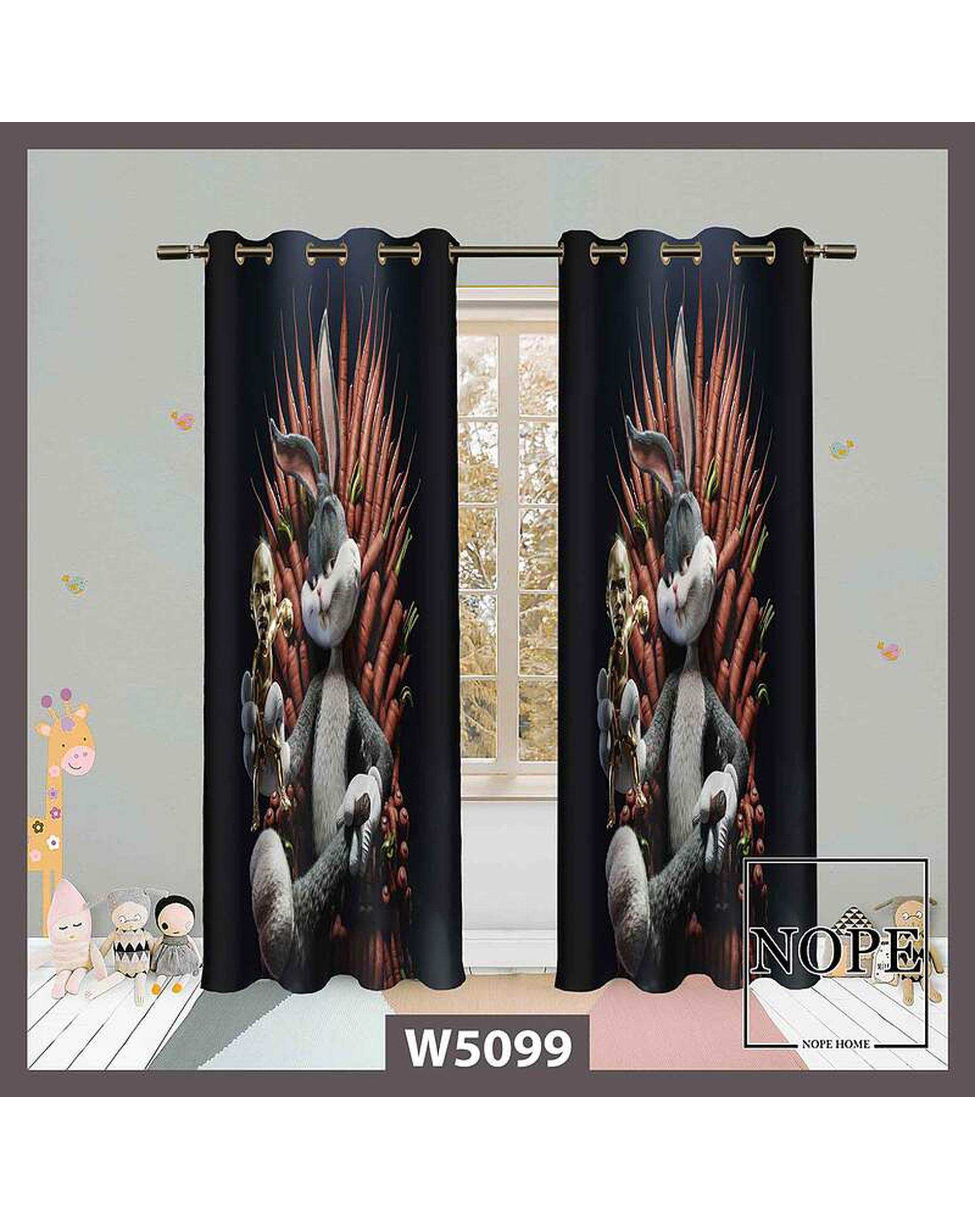 پرده کودک مخمل نوپه هوم Nopehome مدل پانچی طرح بانی خرگوشه کد W5099