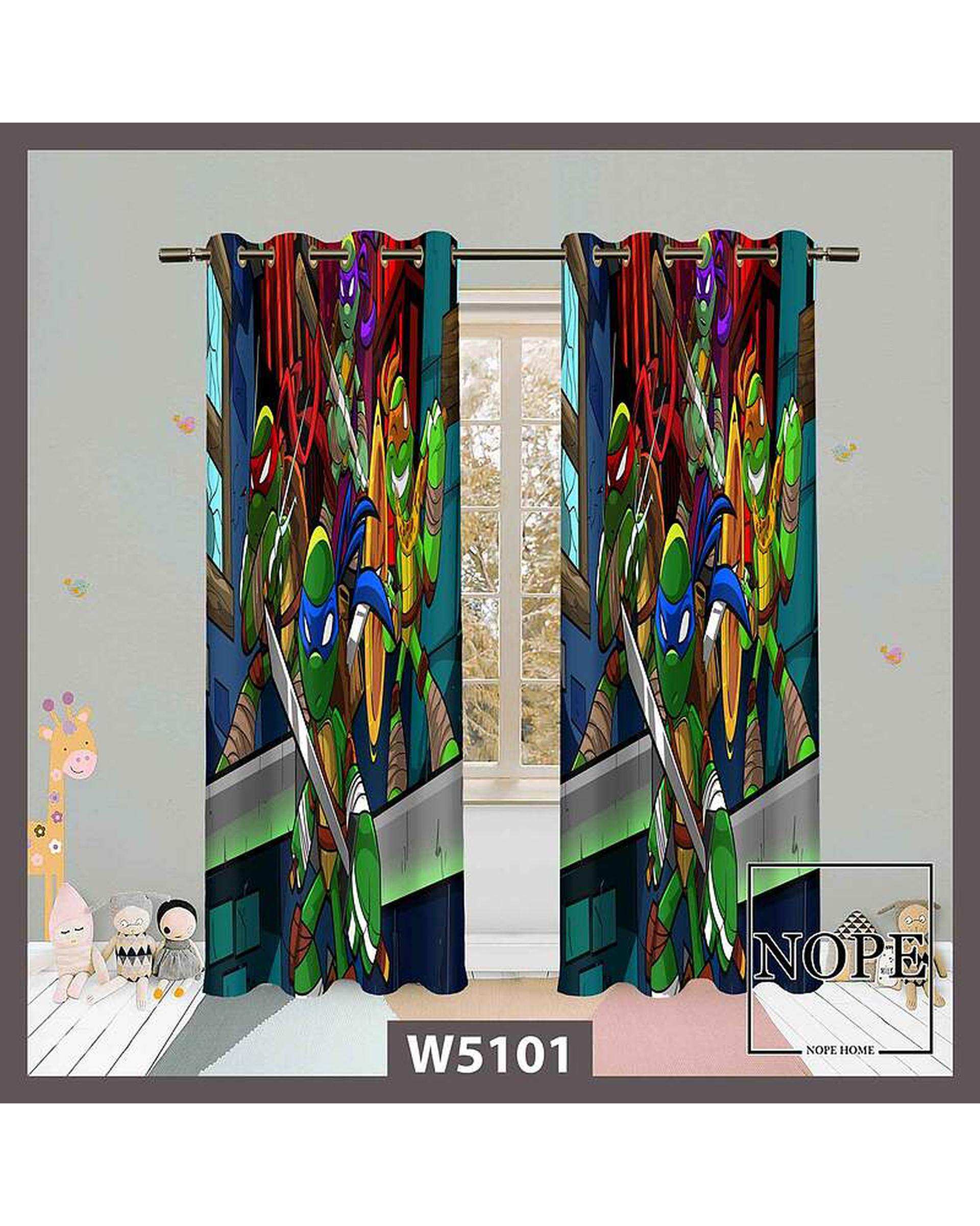 پرده کودک مخمل نوپه هوم Nopehome مدل پانچی طرح کارتونی لاک پشت کد W5101