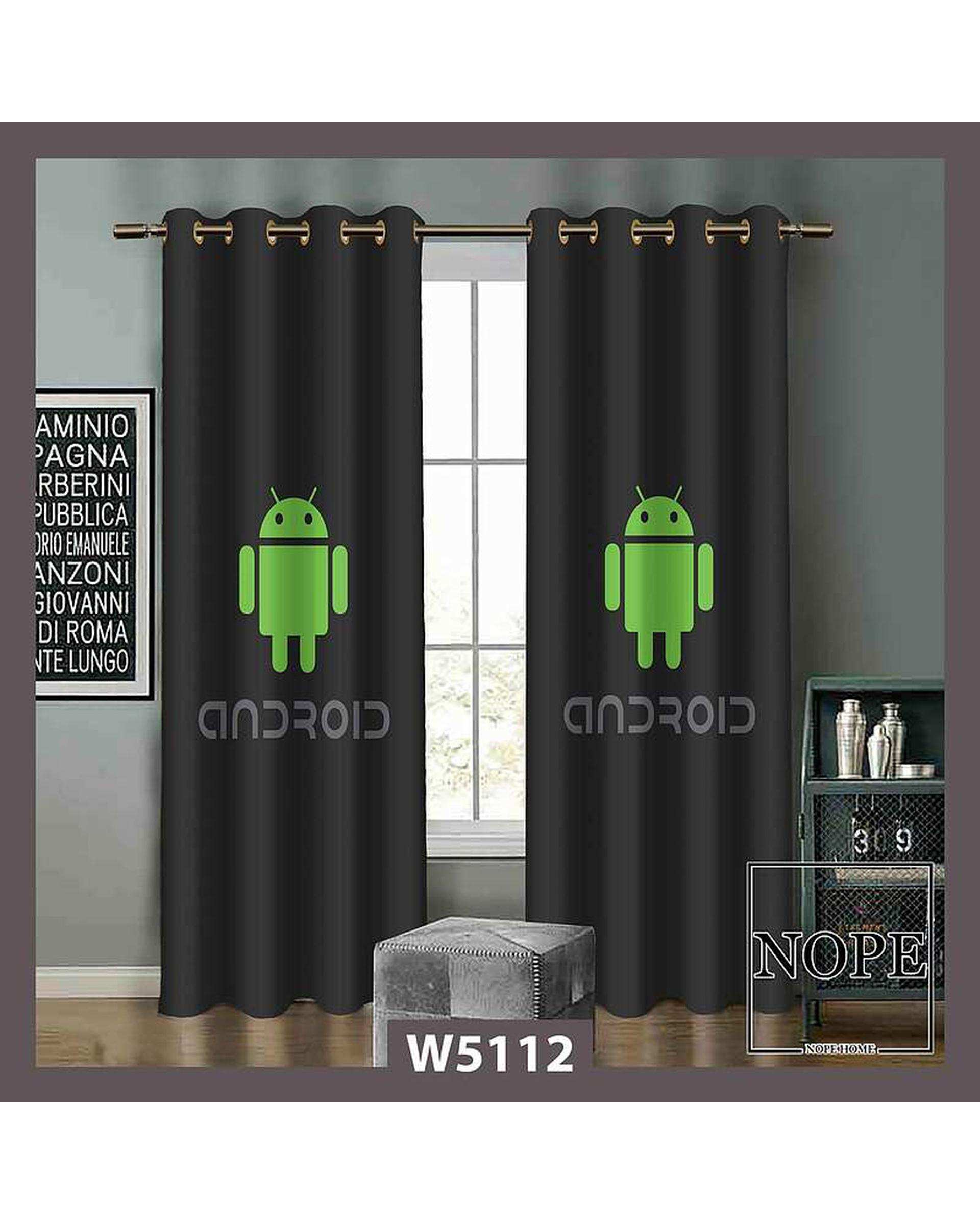 پرده کودک مخمل نوپه هوم Nopehome مدل پانچی طرح لوگوی اندروید کد W5112
