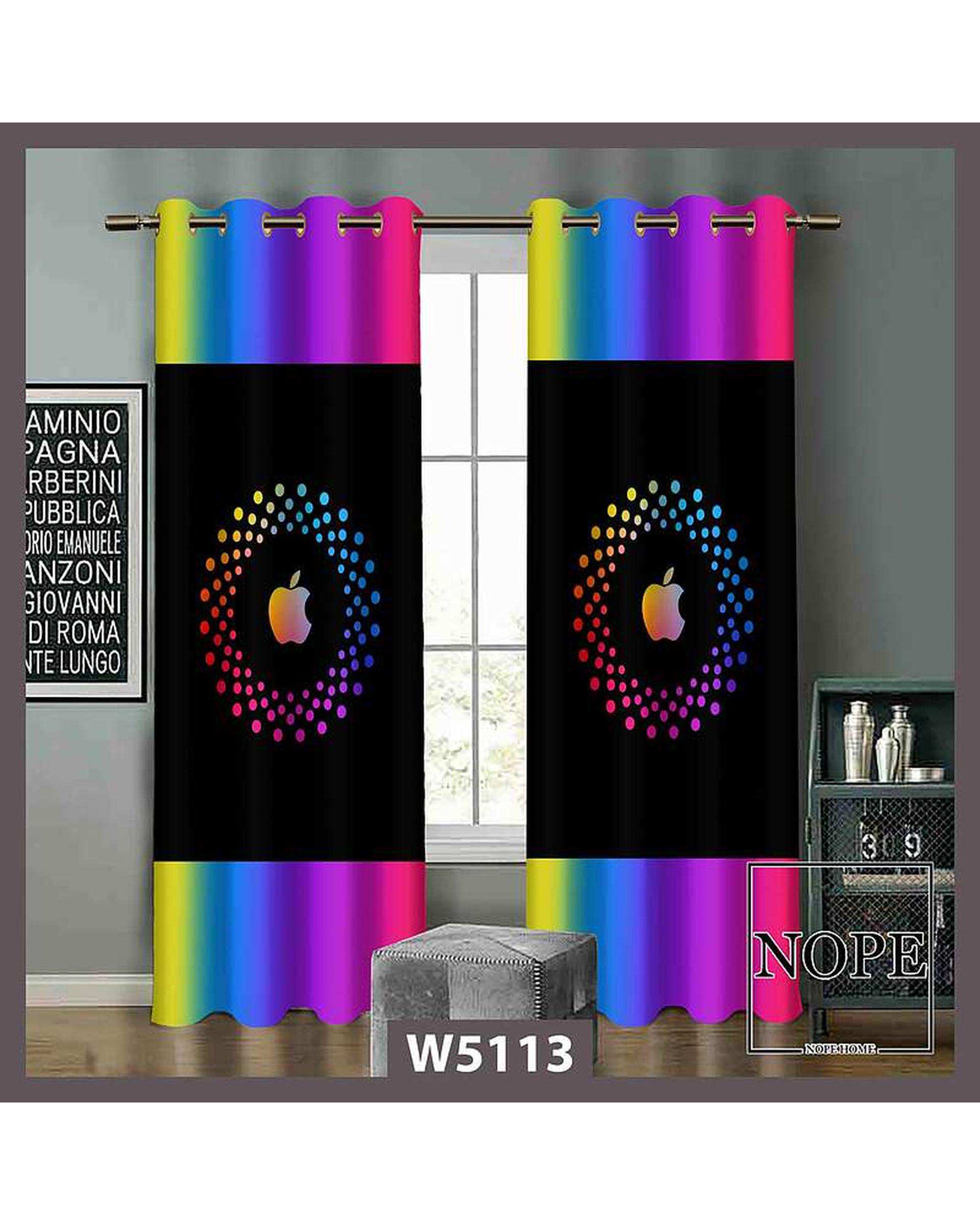 پرده کودک مخمل نوپه هوم Nopehome مدل پانچی طرح لوگوی اپل کد W5113