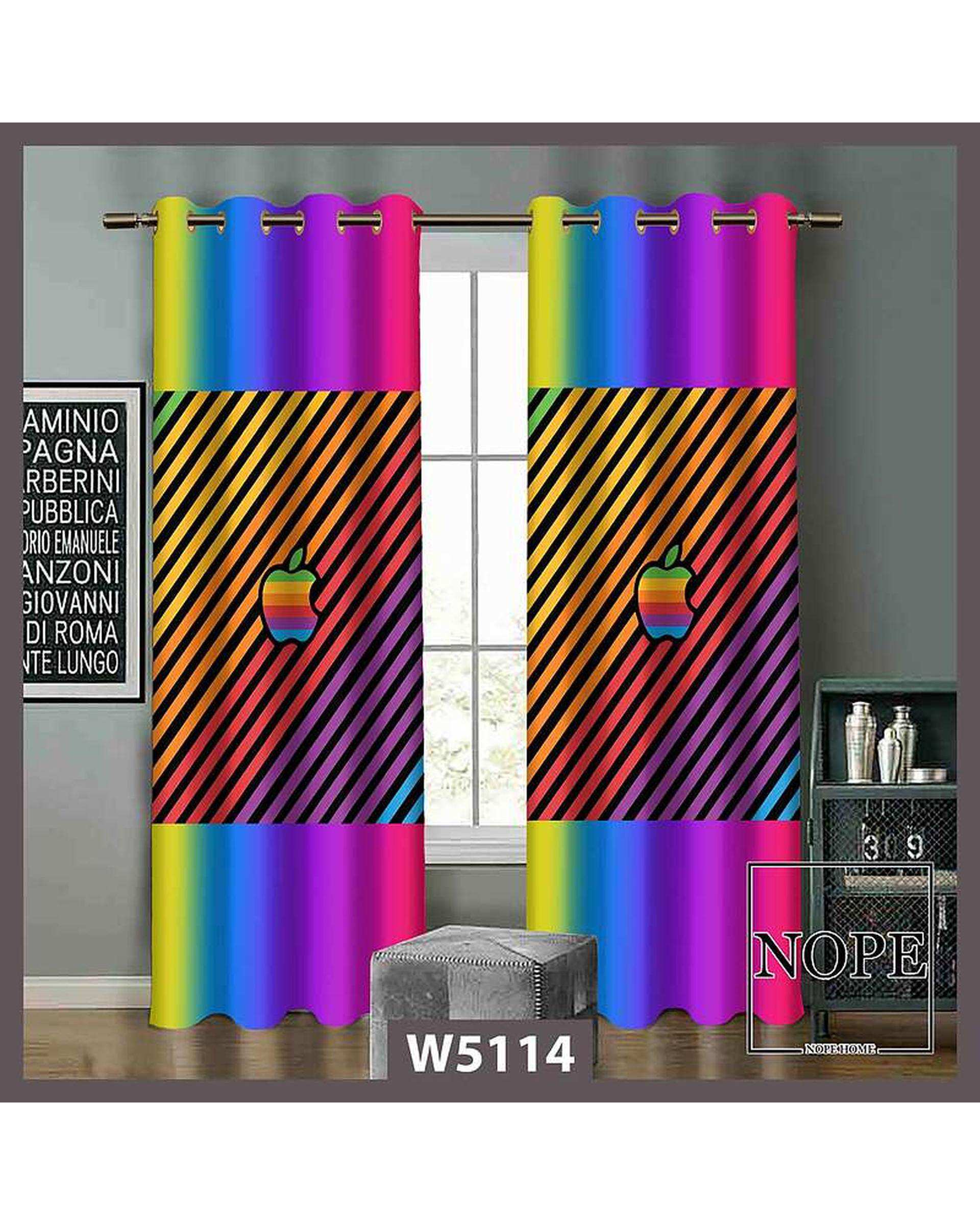 پرده کودک مخمل نوپه هوم Nopehome مدل پانچی طرح لوگوی اپل کد W5114