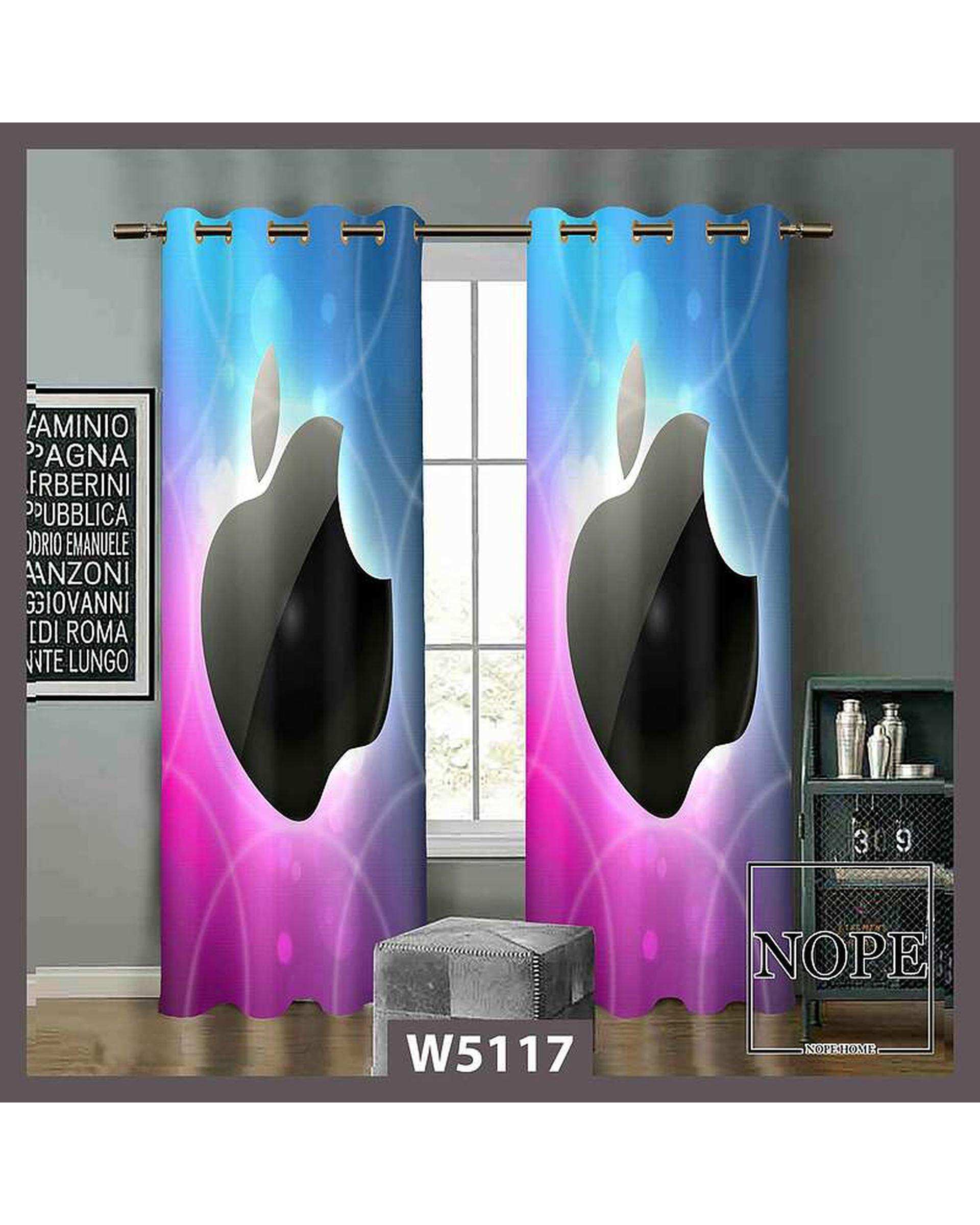 پرده کودک مخمل نوپه هوم Nopehome مدل پانچی طرح لوگوی اپل مشکی کد W5117