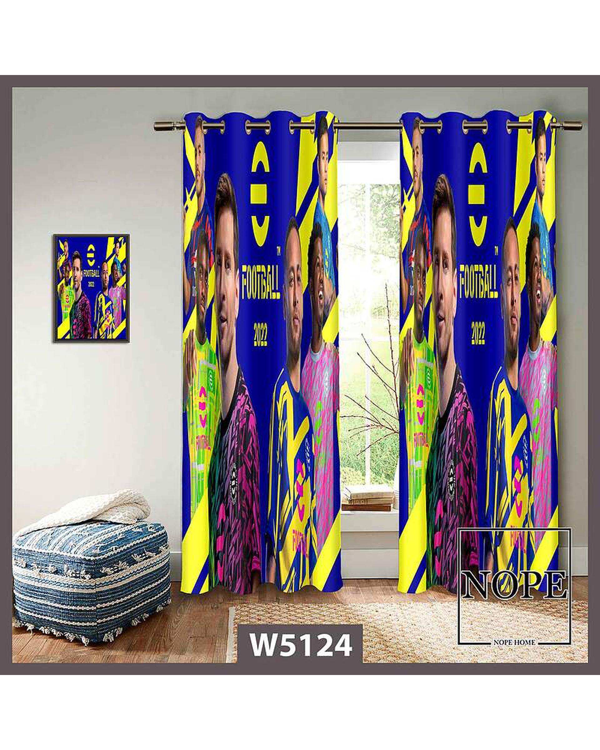پرده کودک مخمل نوپه هوم Nopehome مدل پانچی طرح فوتبال 2022 کد W5124