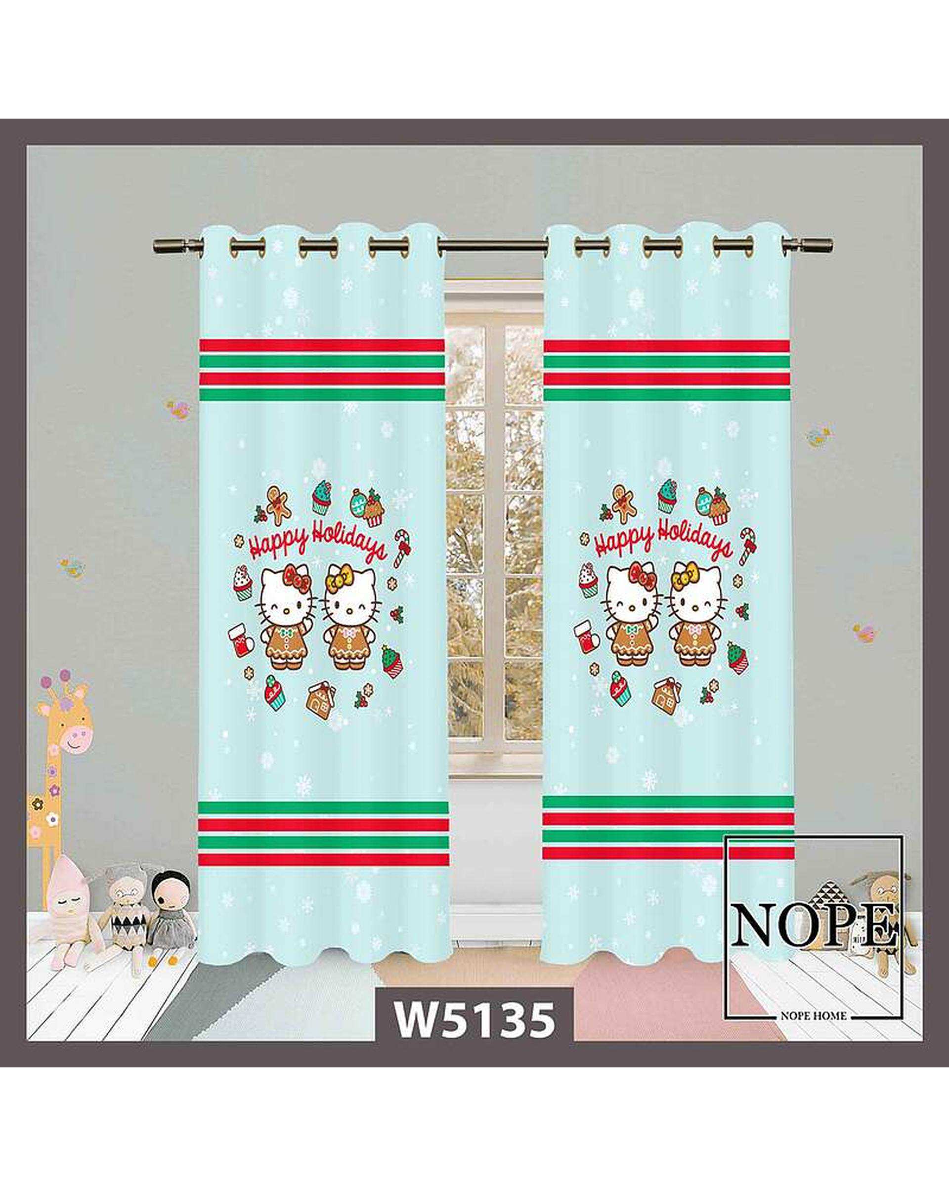 پرده کودک مخمل نوپه هوم Nopehome مدل پانچی طرح گربه کد W5135