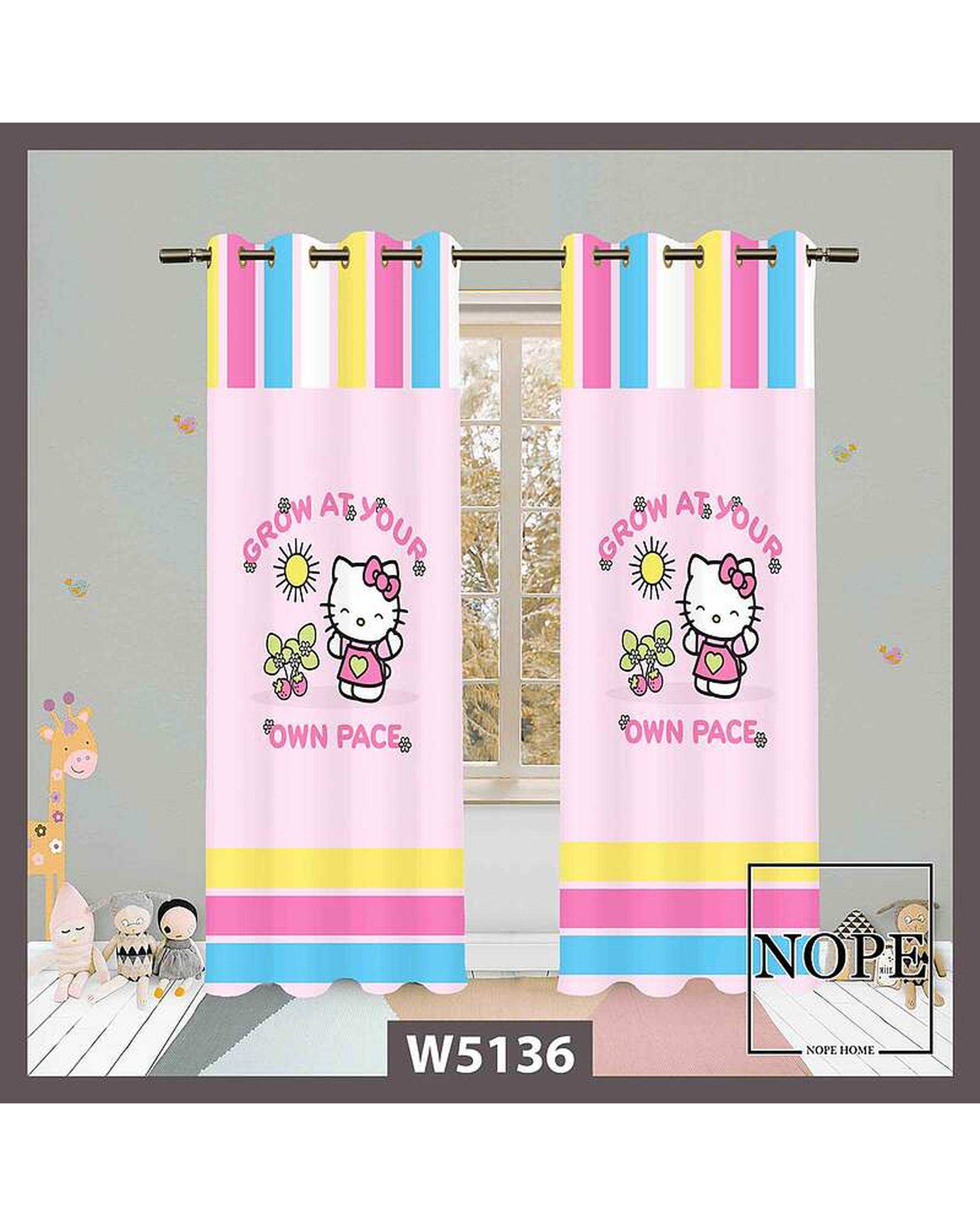 پرده کودک مخمل نوپه هوم Nopehome مدل پانچی طرح گربه کد W5136