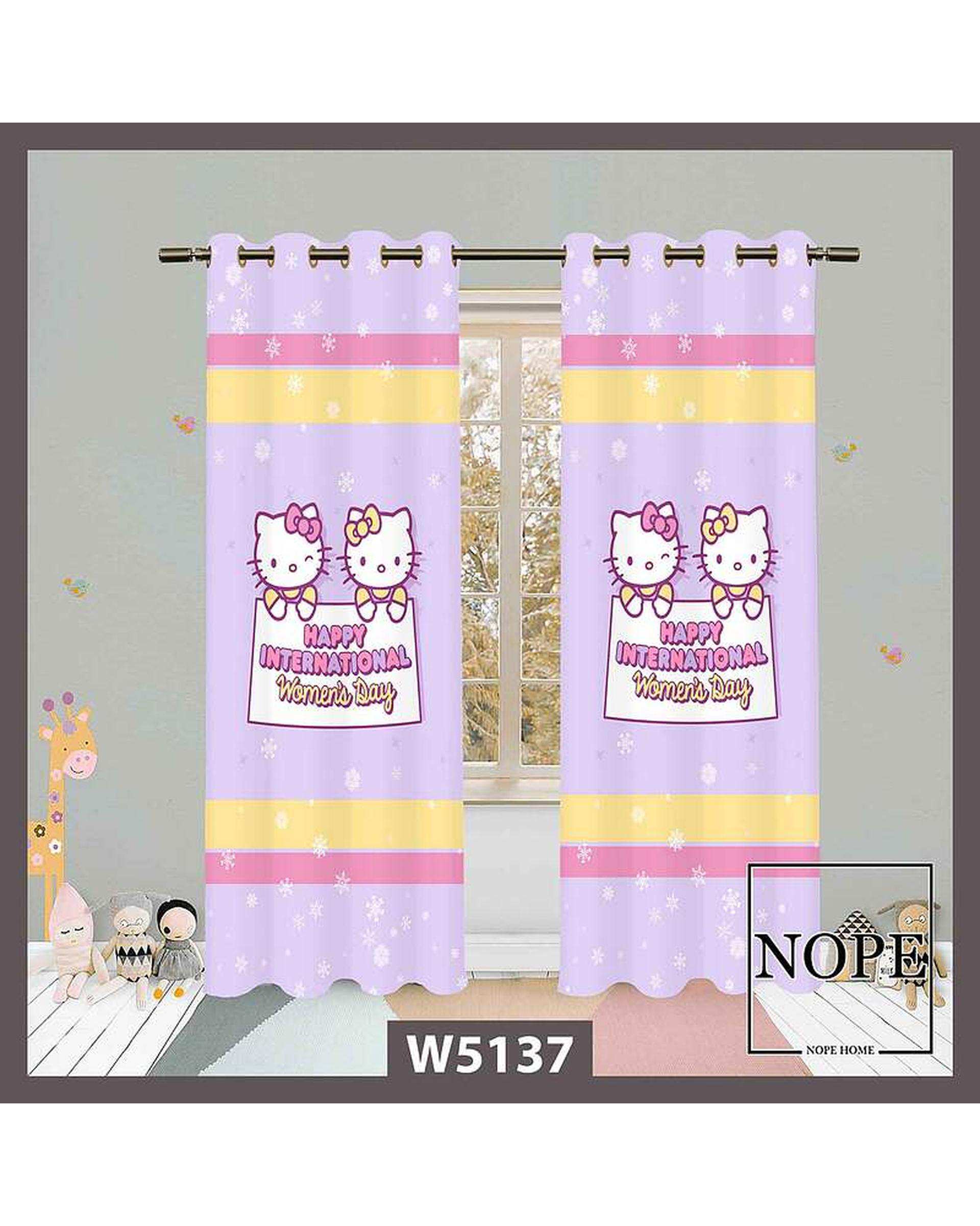 پرده کودک مخمل نوپه هوم Nopehome مدل پانچی طرح گربه کد W5137