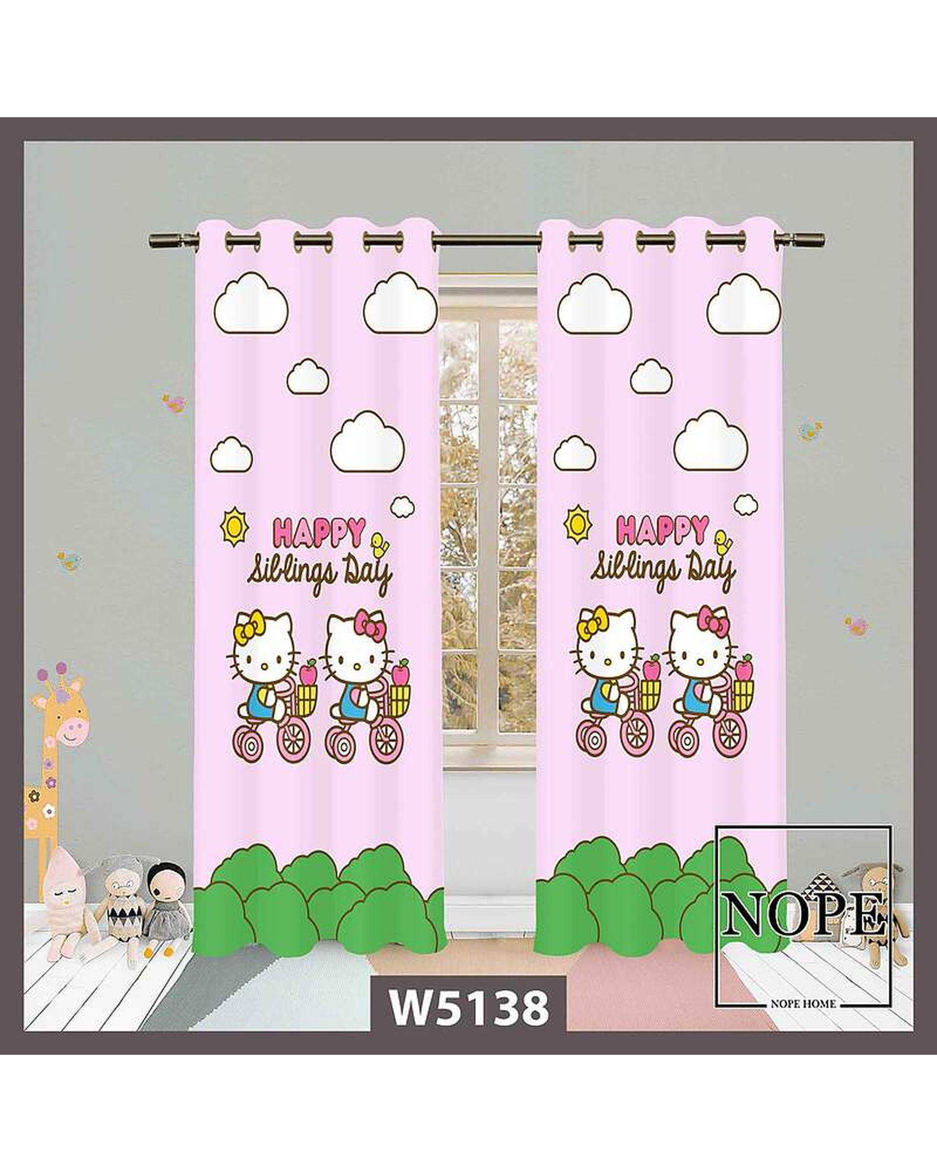 پرده کودک مخمل نوپه هوم Nopehome مدل پانچی طرح گربه کد W5138