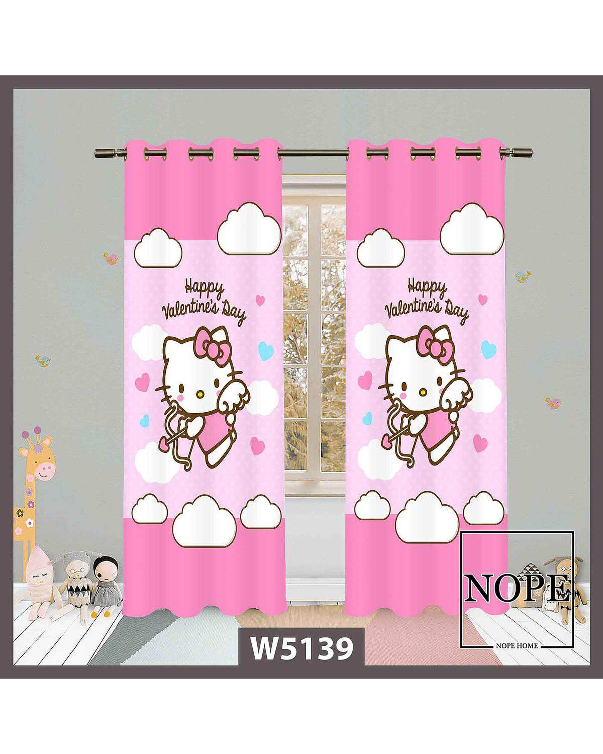 پرده کودک مخمل نوپه هوم Nopehome مدل پانچی طرح گربه کد W5139
