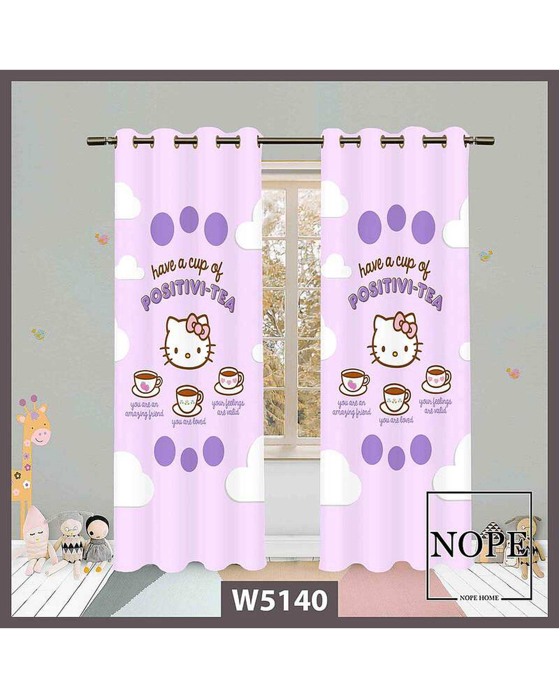 پرده کودک مخمل نوپه هوم Nopehome مدل پانچی طرح گربه کد W5140