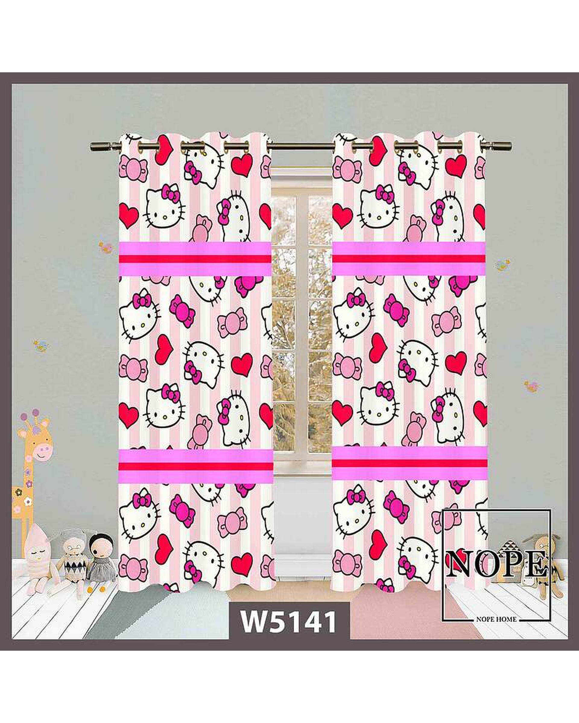 پرده کودک مخمل نوپه هوم Nopehome مدل پانچی طرح گربه کد W5141