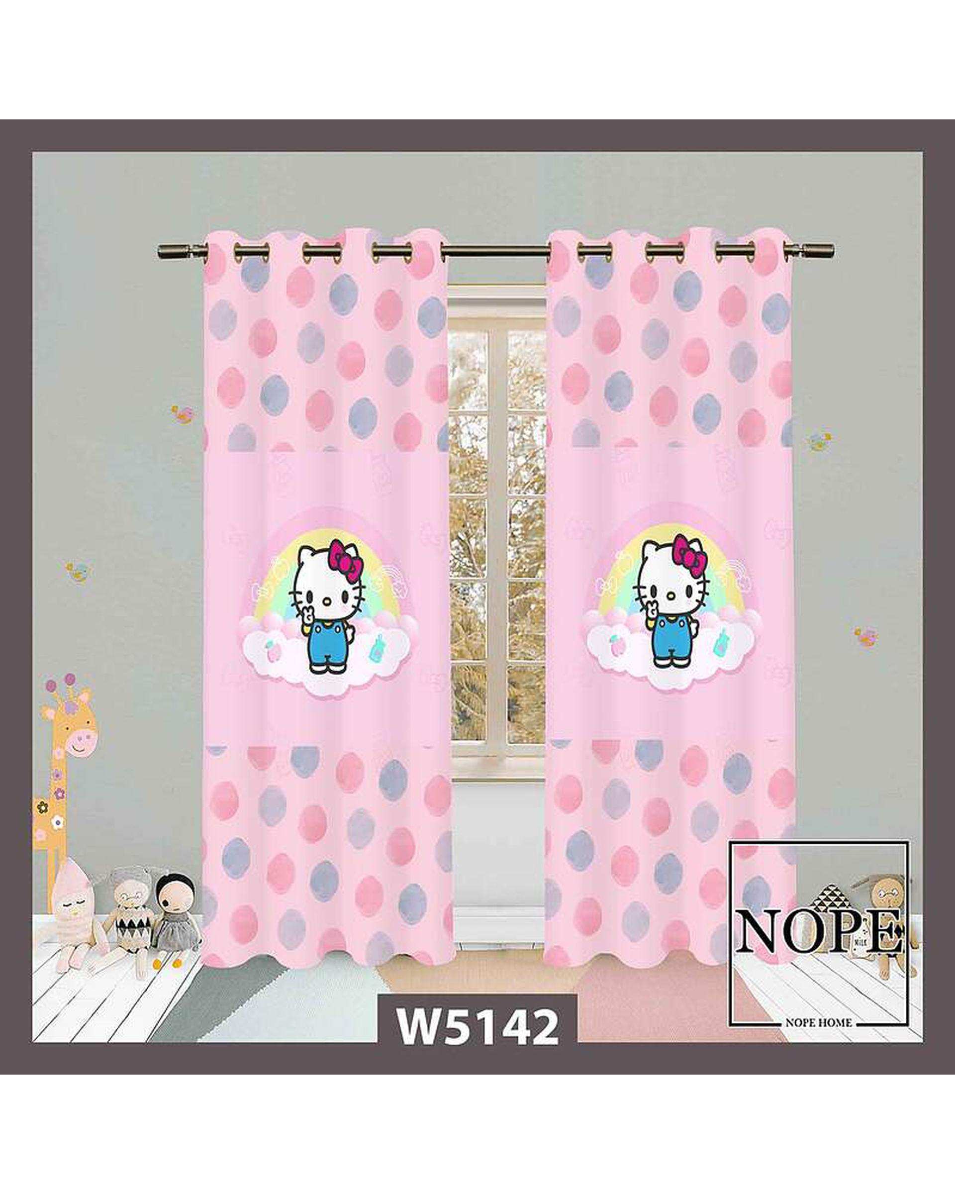 پرده کودک مخمل نوپه هوم Nopehome مدل پانچی طرح گربه کد W5142