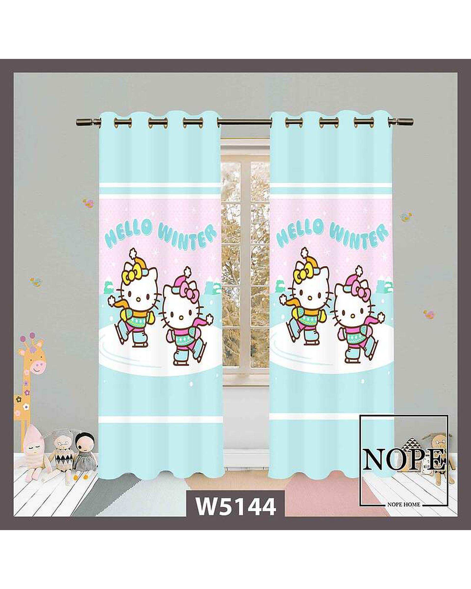 پرده کودک مخمل نوپه هوم Nopehome مدل پانچی طرح گربه کد W5144