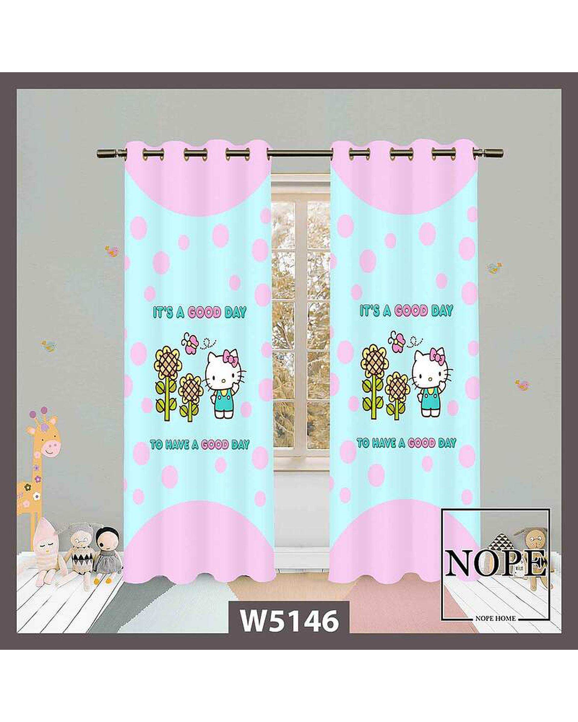 پرده کودک مخمل نوپه هوم Nopehome مدل پانچی طرح گربه کد W5146