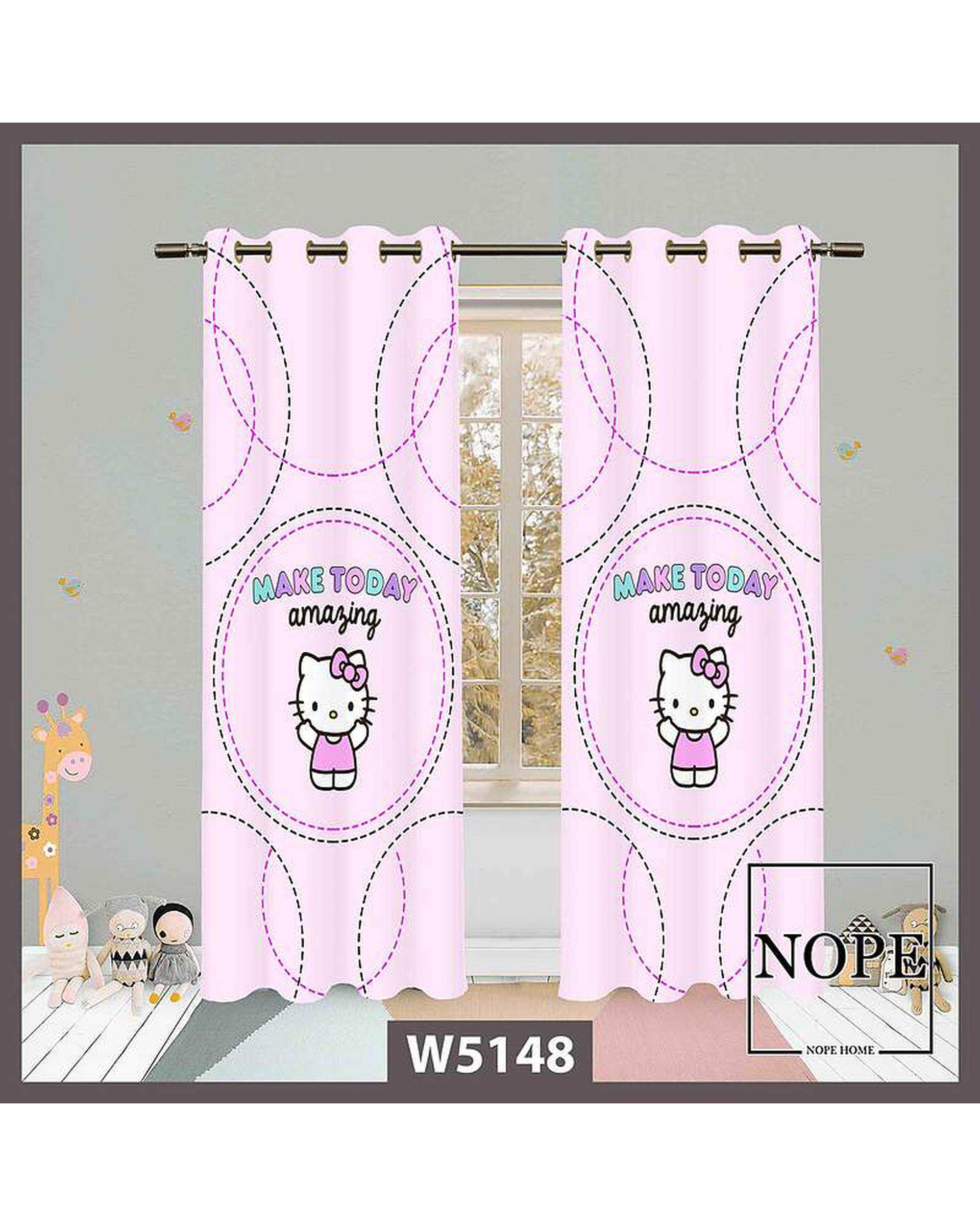 پرده کودک مخمل نوپه هوم Nopehome مدل پانچی طرح گربه کد W5148