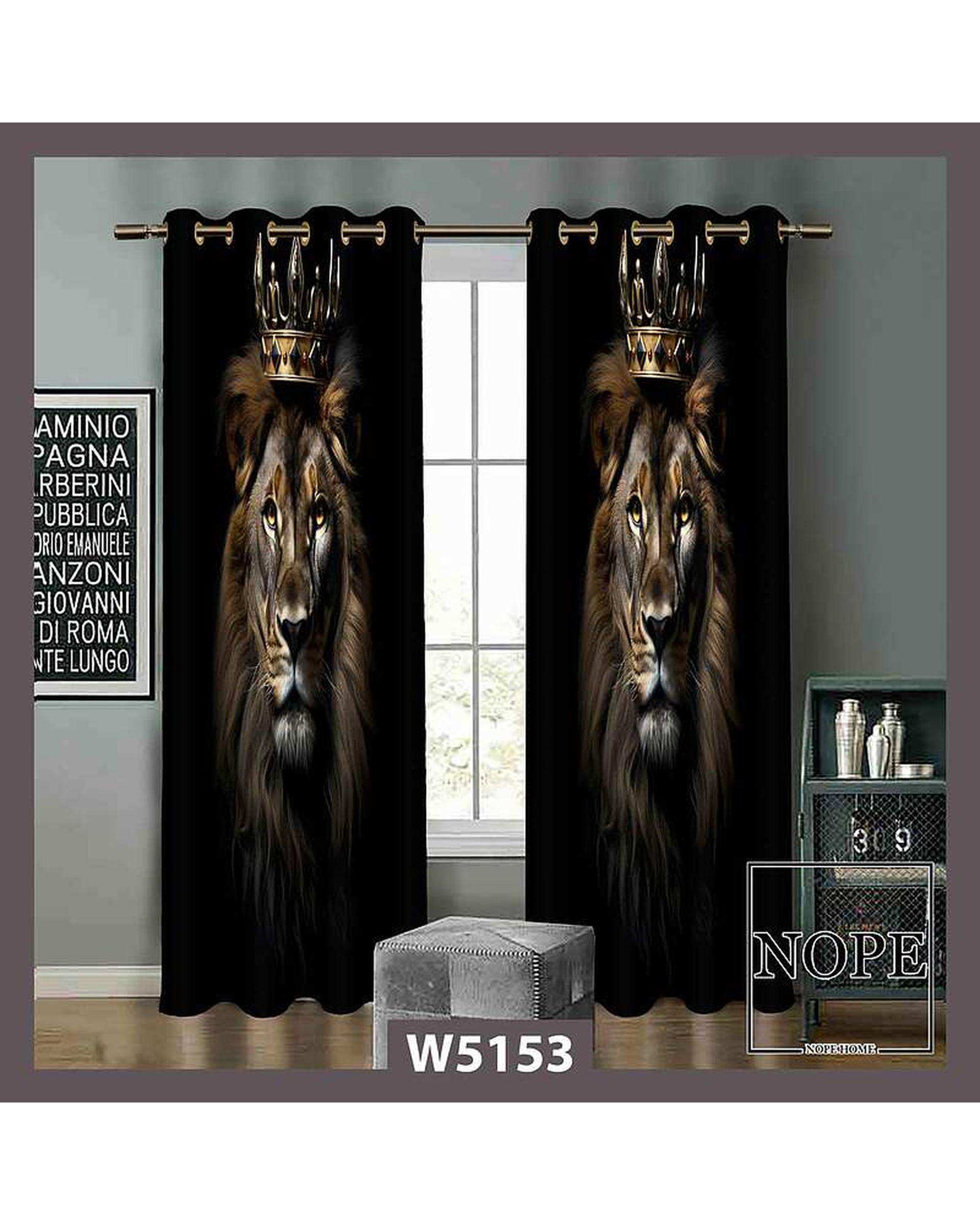 پرده مخمل نوپه هوم Nopehome مدل پانچی طرح شیر کد W5153