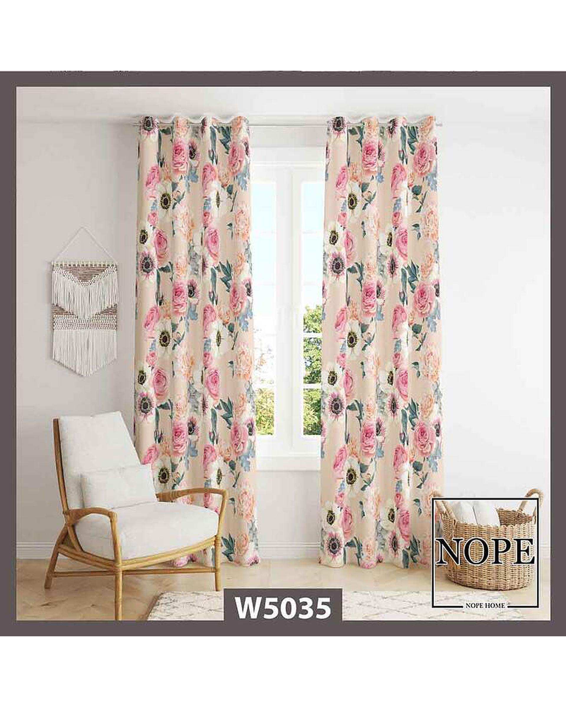 پرده مخمل نوپه هوم Nopehome مدل پانچی طرح گل دار کد W5035