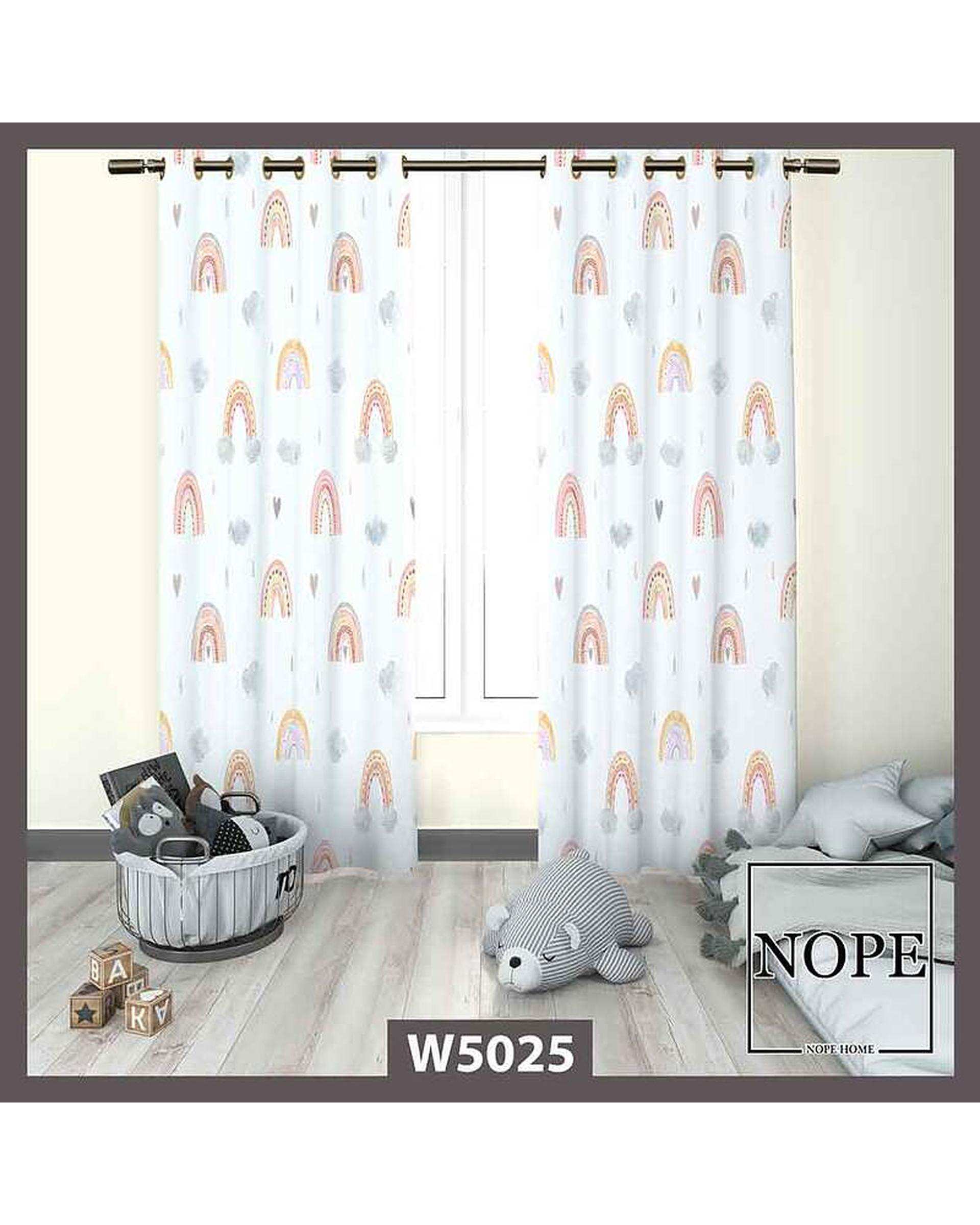 پرده کودک مخمل نوپه هوم Nopehome مدل پانچی طرح رنگین کمان کد W5025