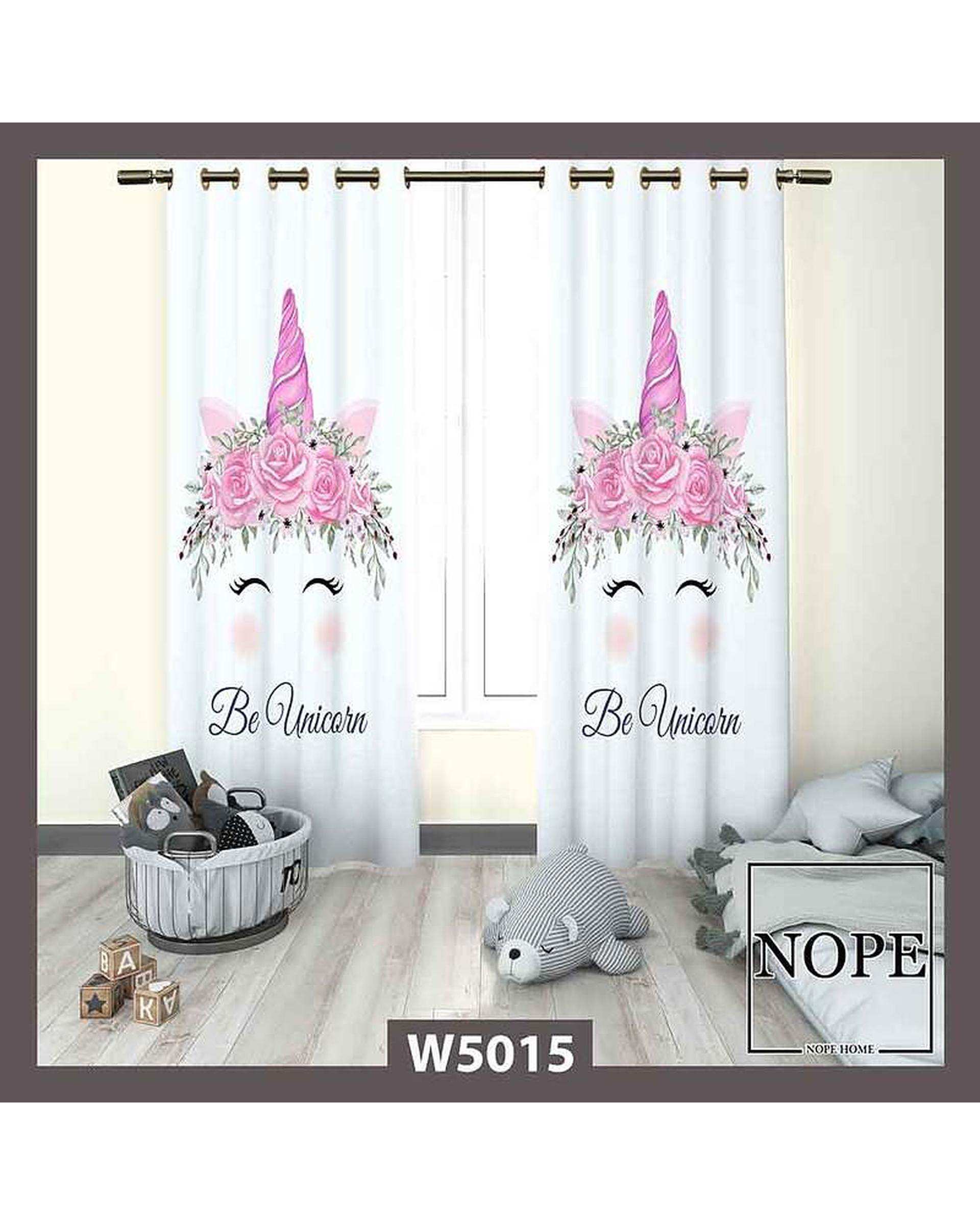 پرده کودک مخمل نوپه هوم Nopehome مدل پانچی طرح اسب تکشاخ کد W5015