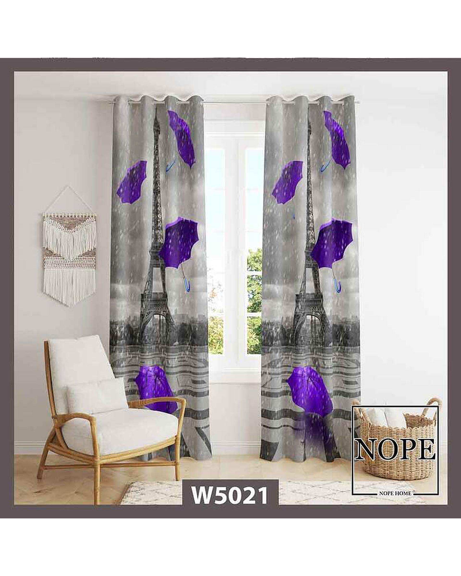پرده مخمل نوپه هوم Nopehome مدل پانچی طرح چتر و برج ایفل کد W5021