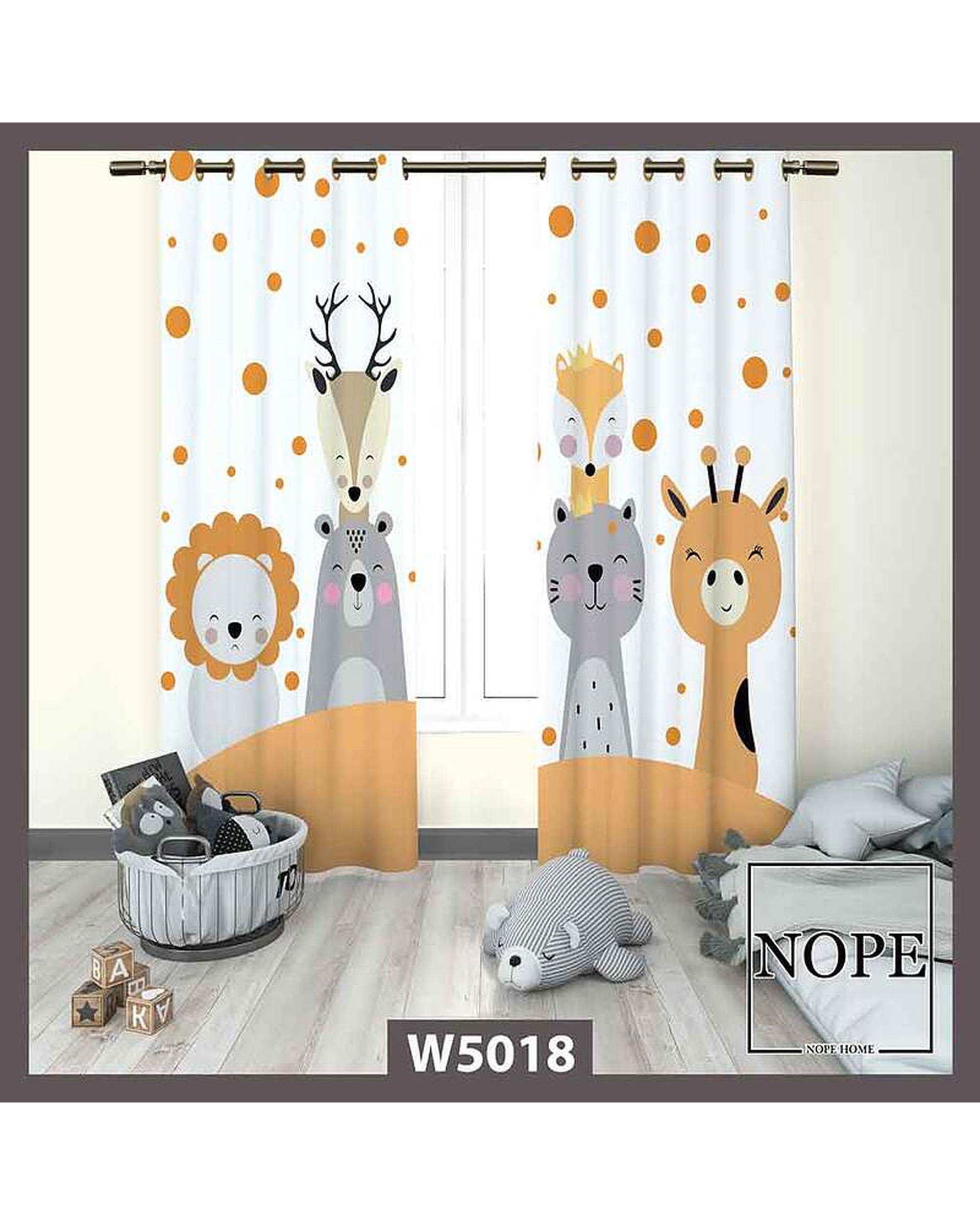 پرده کودک مخمل نوپه هوم Nopehome مدل پانچی طرح حیوانات کد W5018