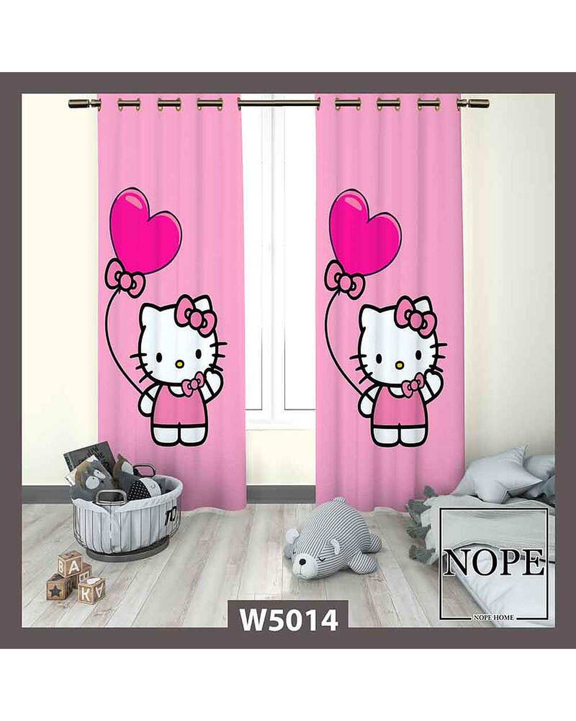 پرده کودک مخمل نوپه هوم Nopehome مدل پانچی طرح کیتی کد W5014