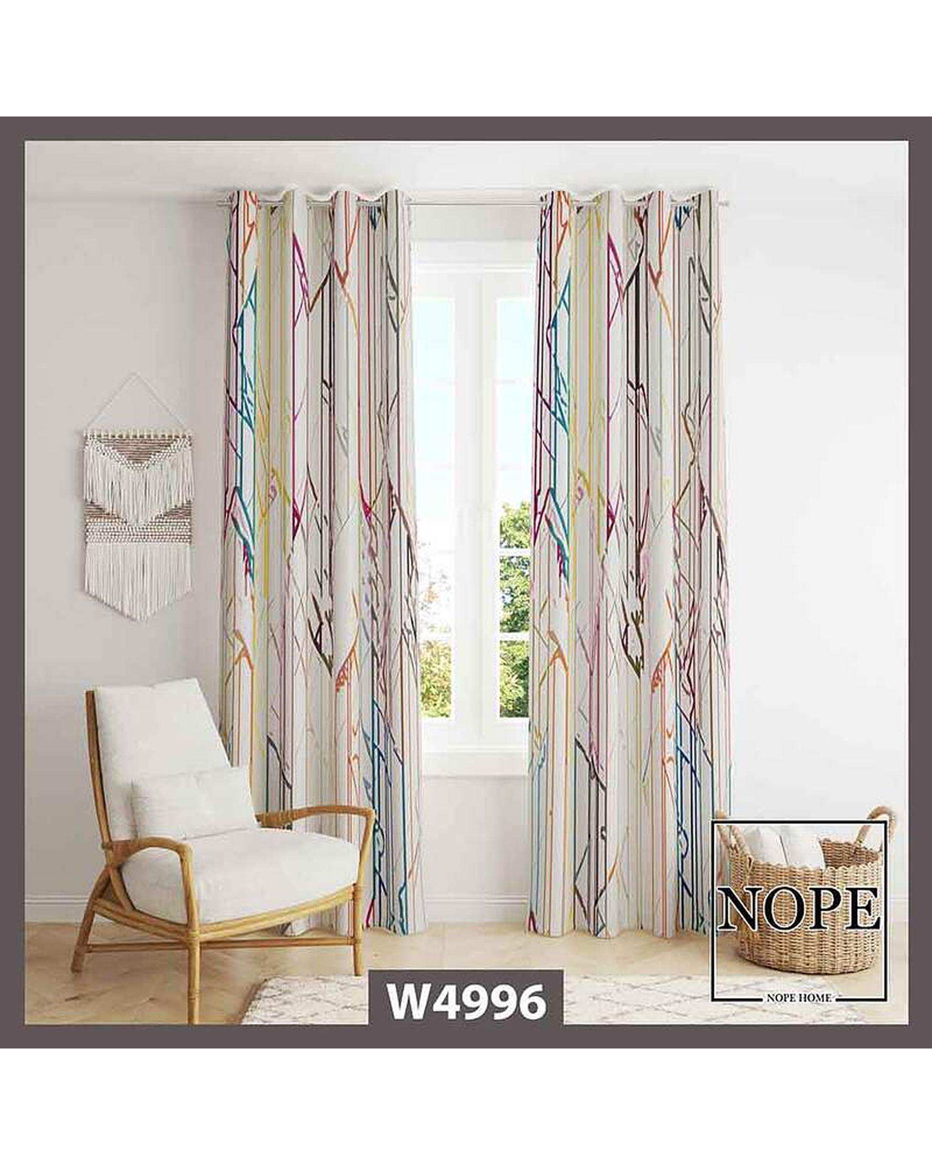 پرده مخمل نوپه هوم Nopehome مدل پانچی طرح خط دار رنگی کد W4996
