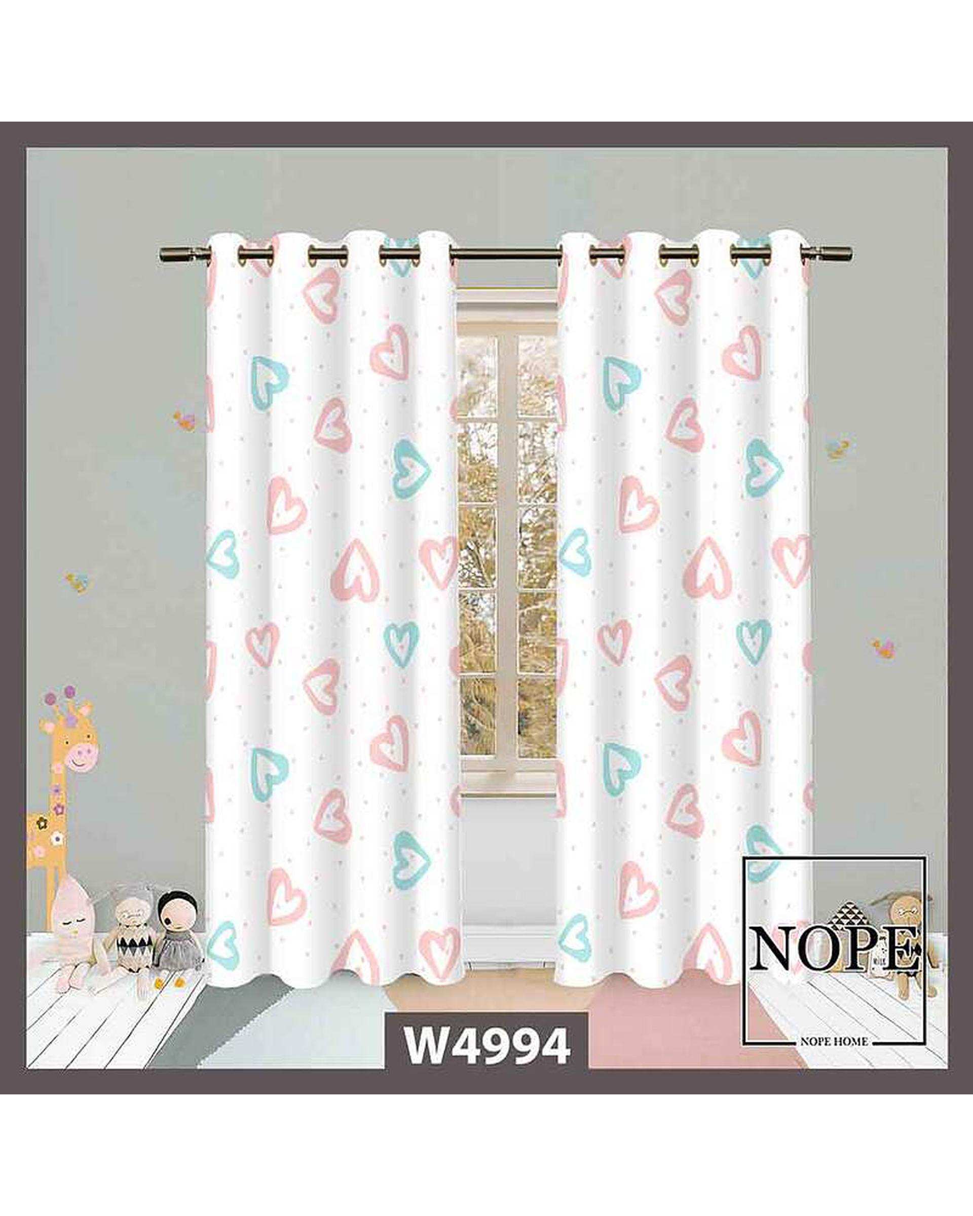 پرده کودک مخمل نوپه هوم Nopehome مدل پانچی طرح قلبی کد W4994