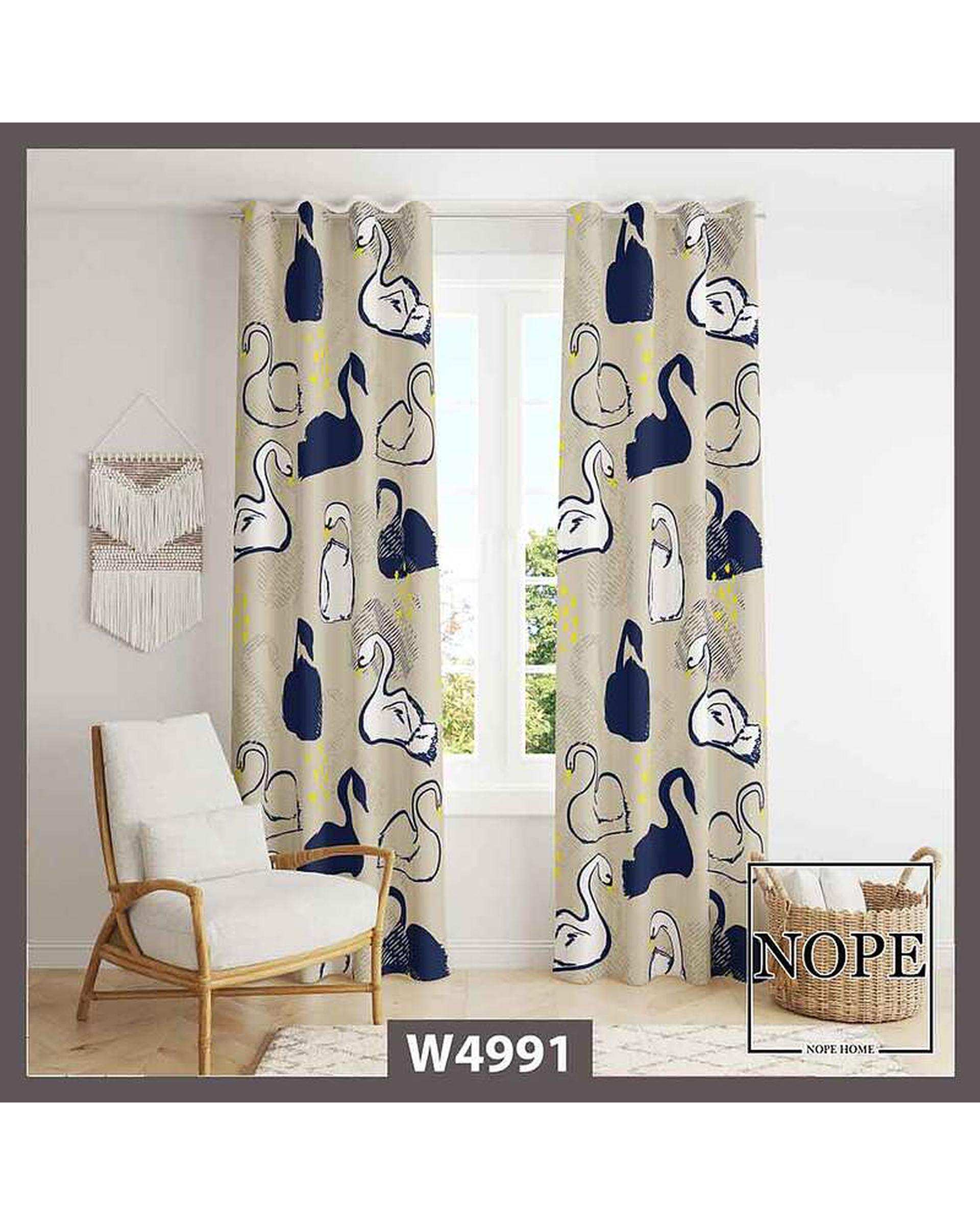 پرده مخمل نوپه هوم Nopehome مدل پانچی طرح مرغابی کد W4991