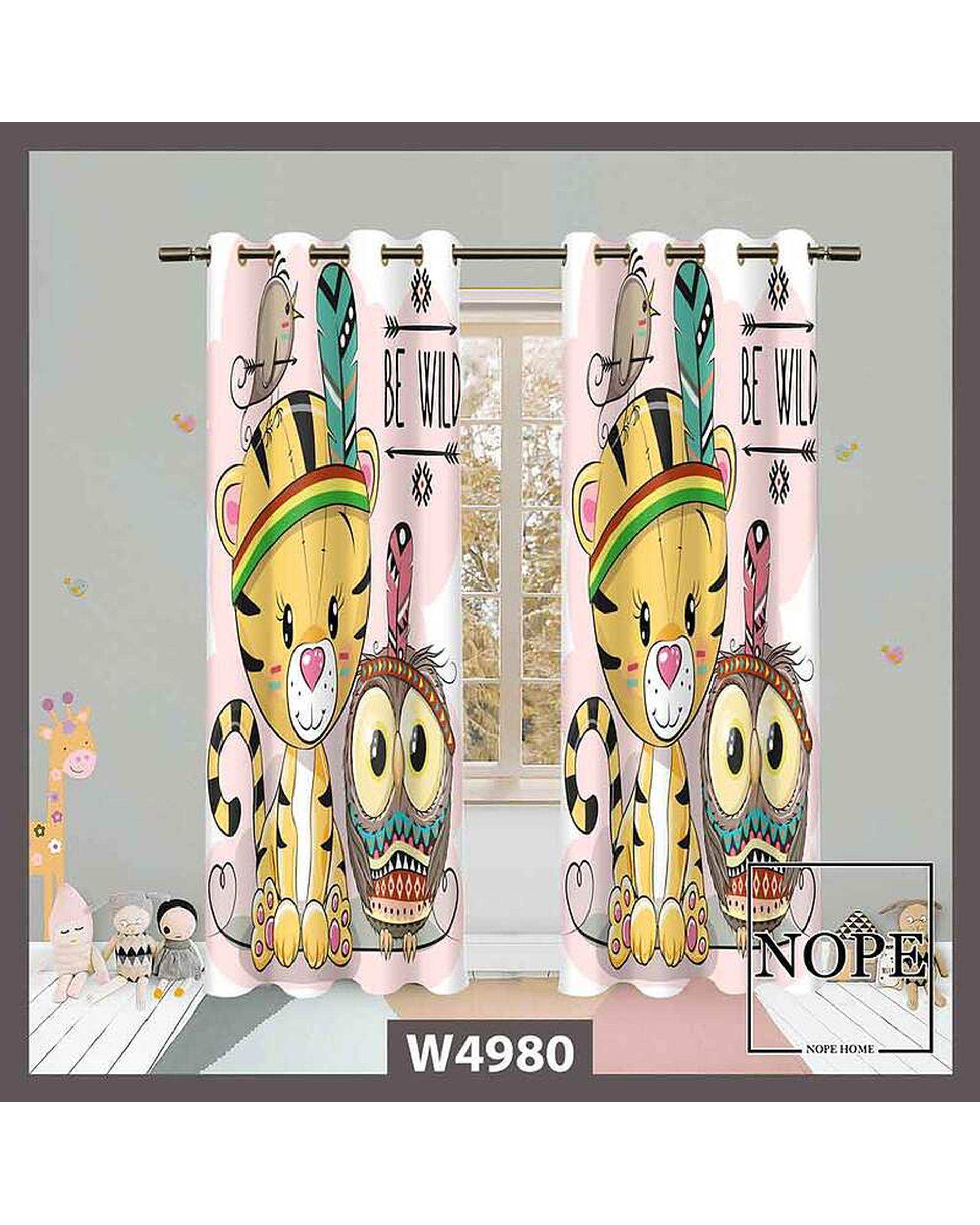 پرده کودک مخمل نوپه هوم Nopehome مدل پانچی طرح ببر و جغد کد W4980