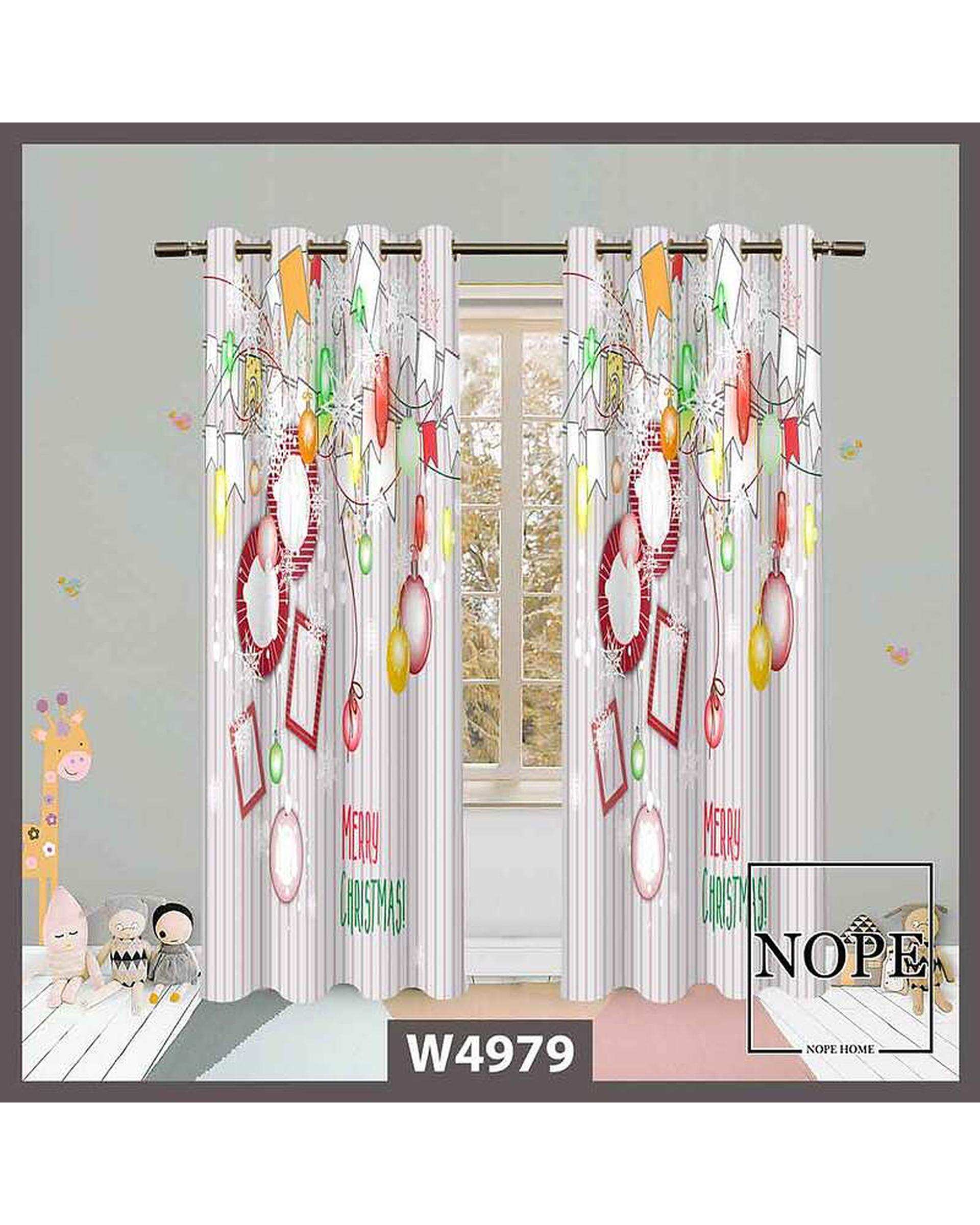 پرده کودک مخمل نوپه هوم Nopehome مدل پانچی طرح کریسمس کد W4979