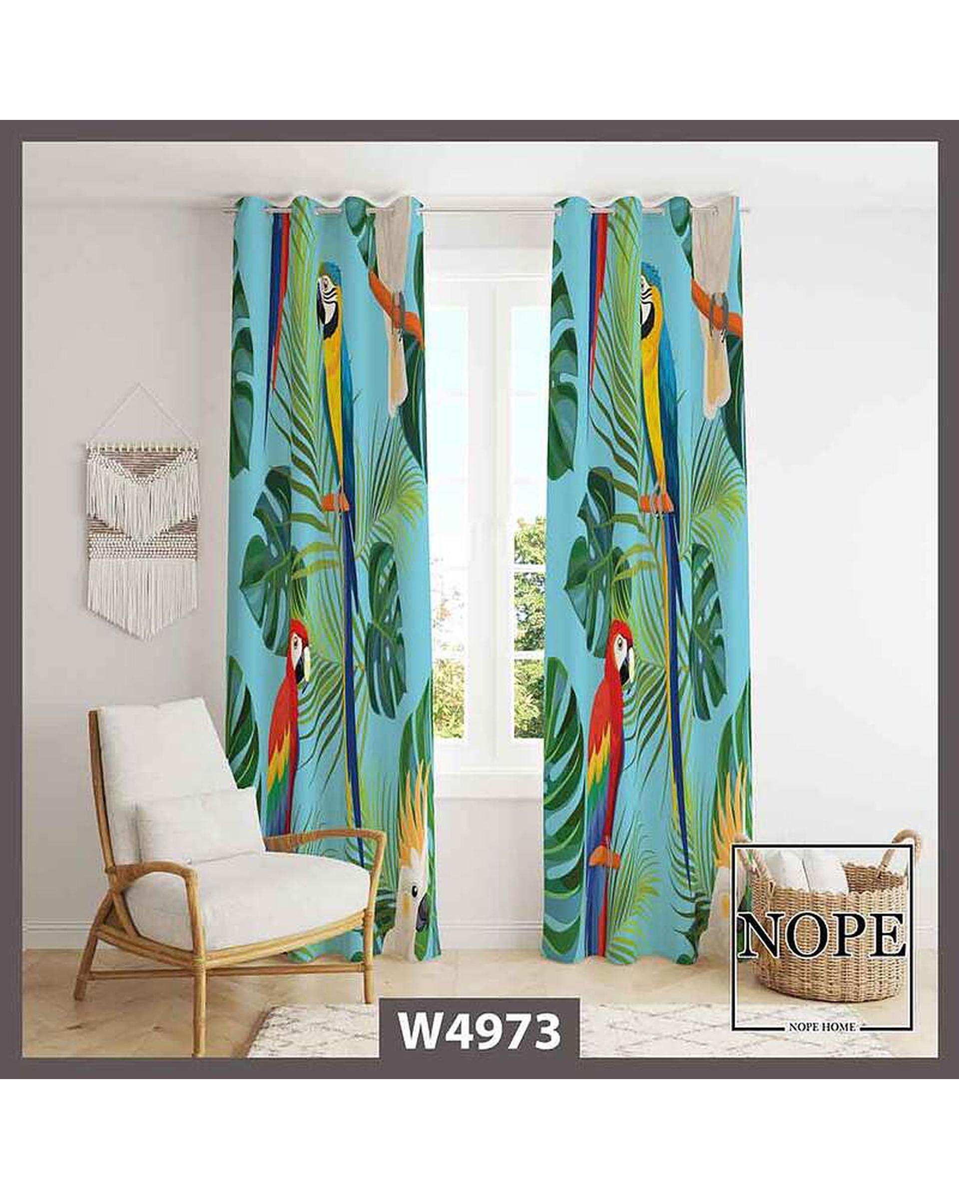 پرده مخمل نوپه هوم Nopehome مدل پانچی طرح طوطی کد W4973