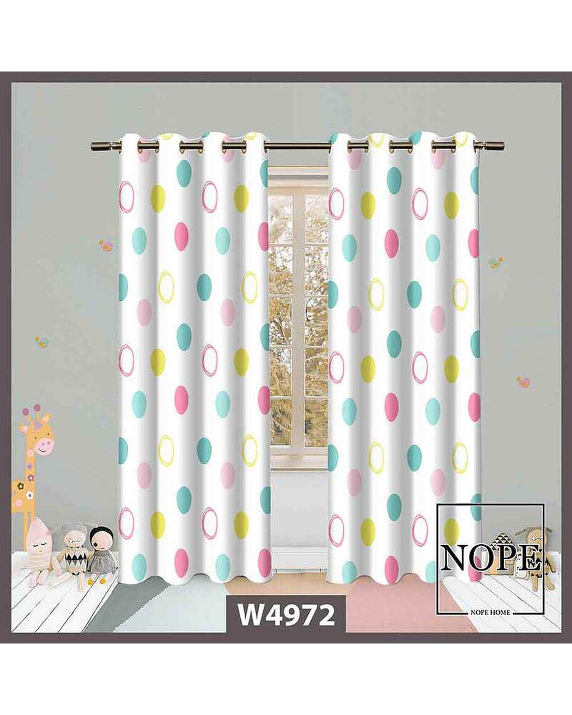 پرده کودک مخمل نوپه هوم Nopehome مدل پانچی طرح دایره دایره کد W4972