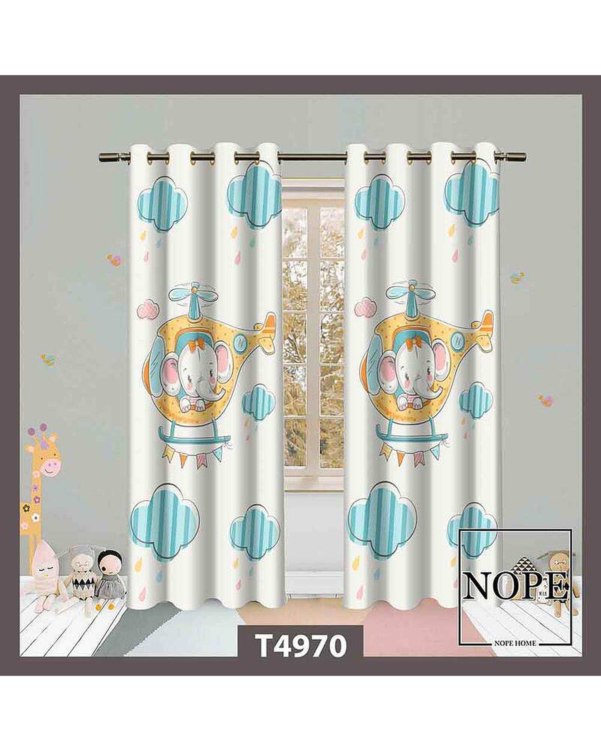 پرده کودک مخمل نوپه هوم Nopehome مدل پانچی طرح فیل کد W4970
